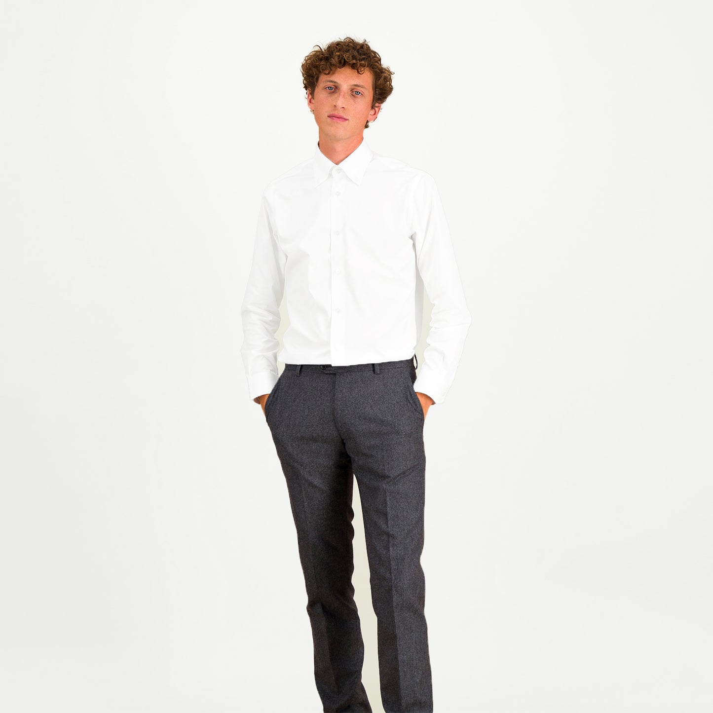 Double twisted fitted shirt in white poplin