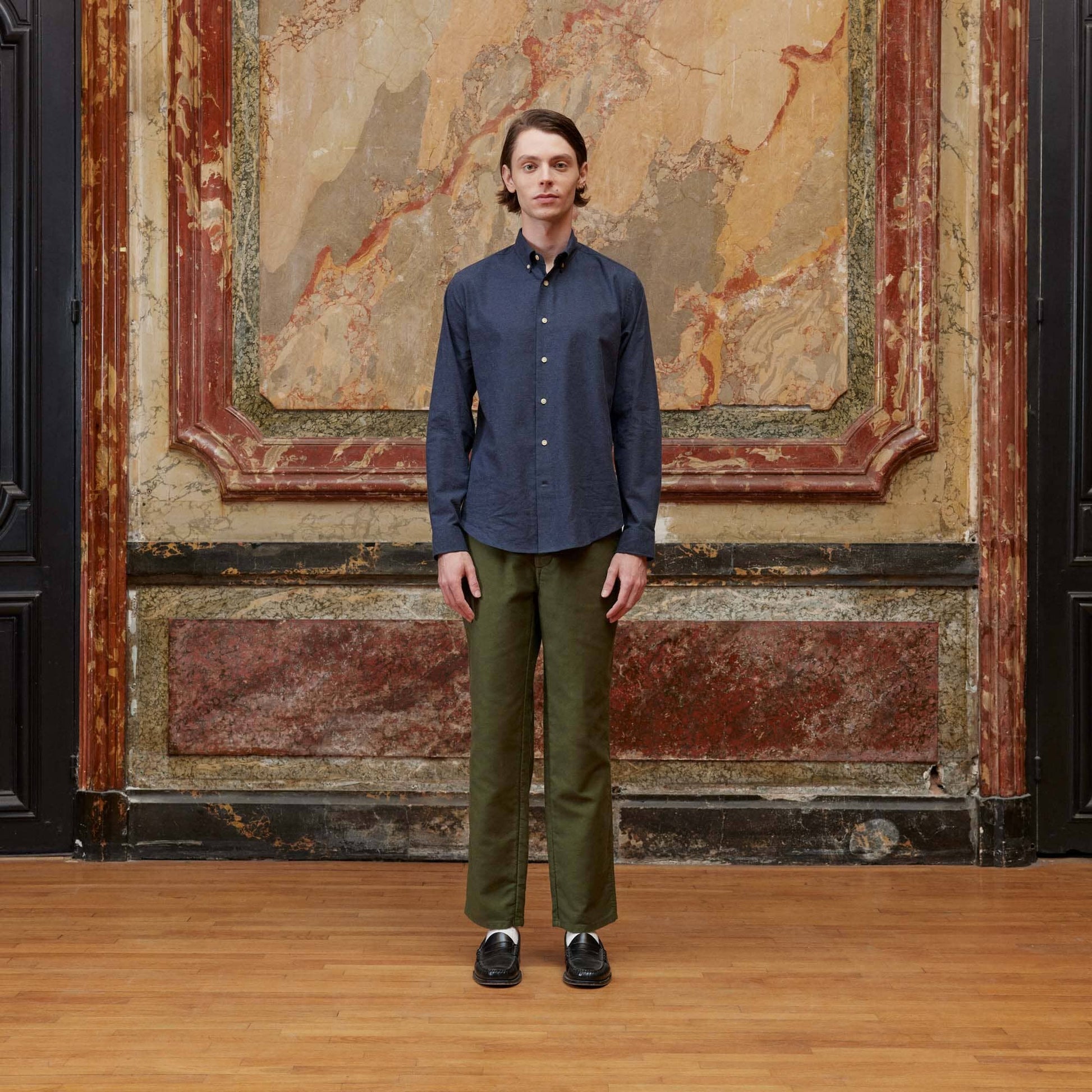 Chemise en flanelle bleu nuit