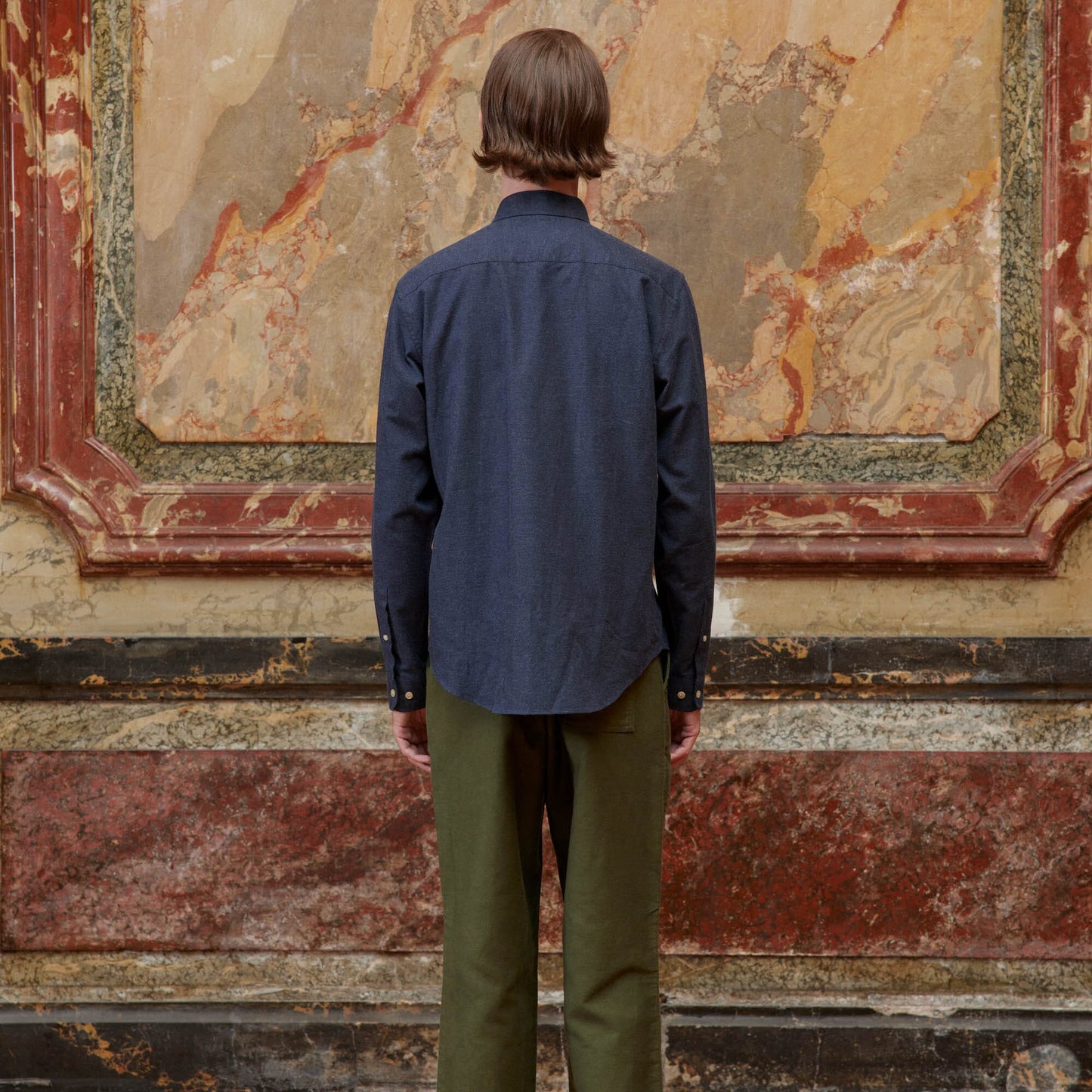 Chemise en flanelle bleu nuit