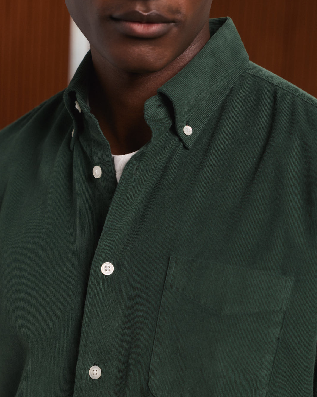 Chemise en velours vert sapin