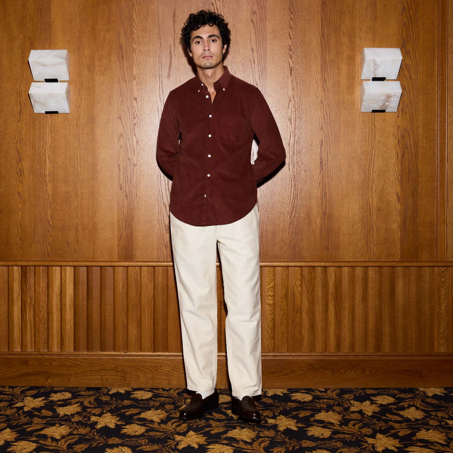 Chemise en velours bordeaux