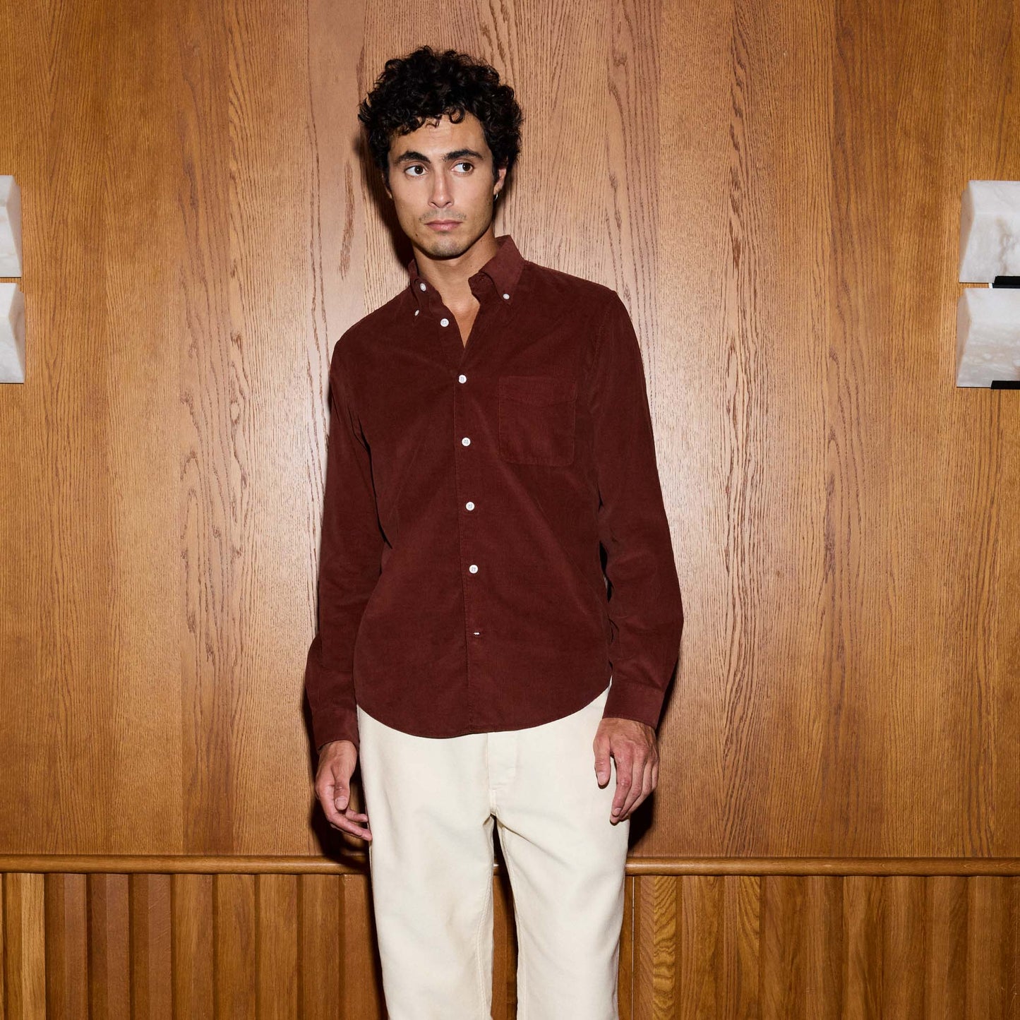 Chemise en velours bordeaux