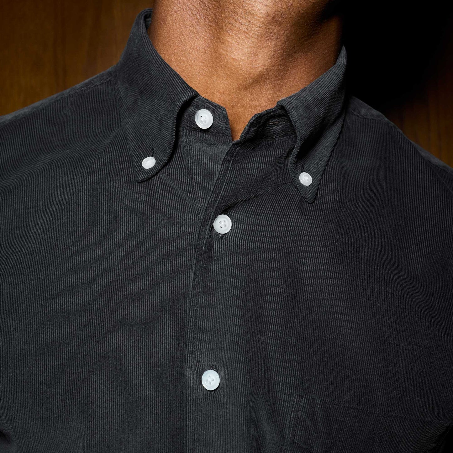 Chemise en velours gris anthracite