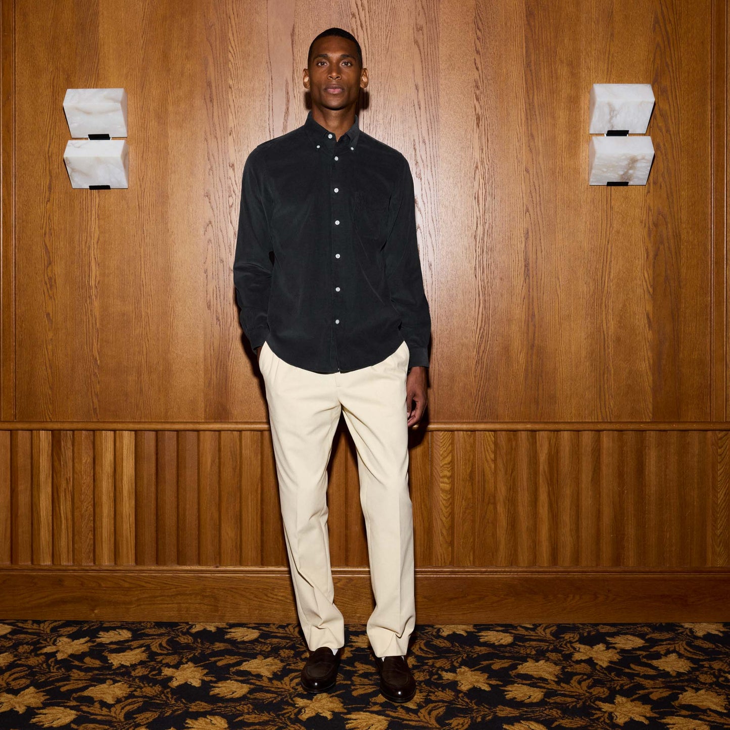 Chemise en velours gris anthracite