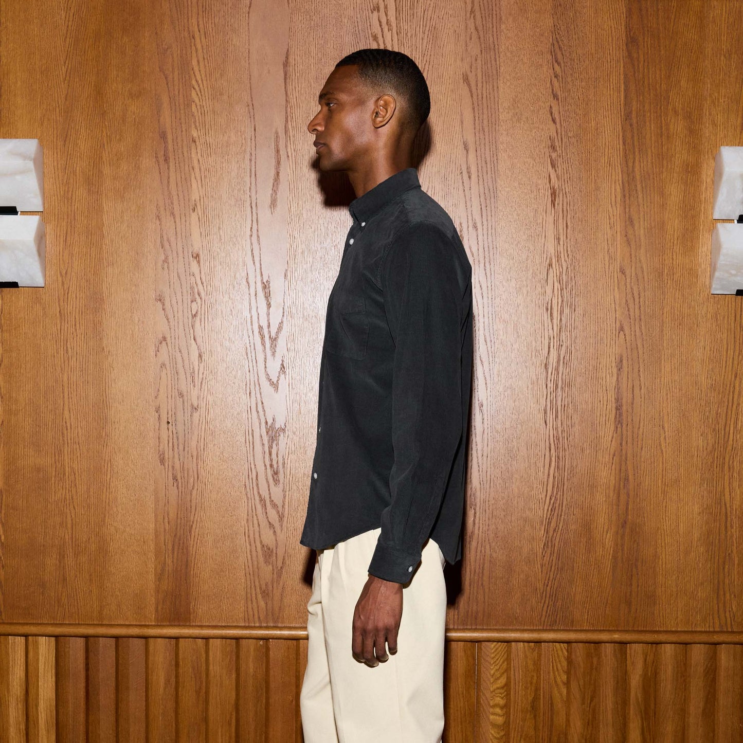 Chemise en velours gris anthracite