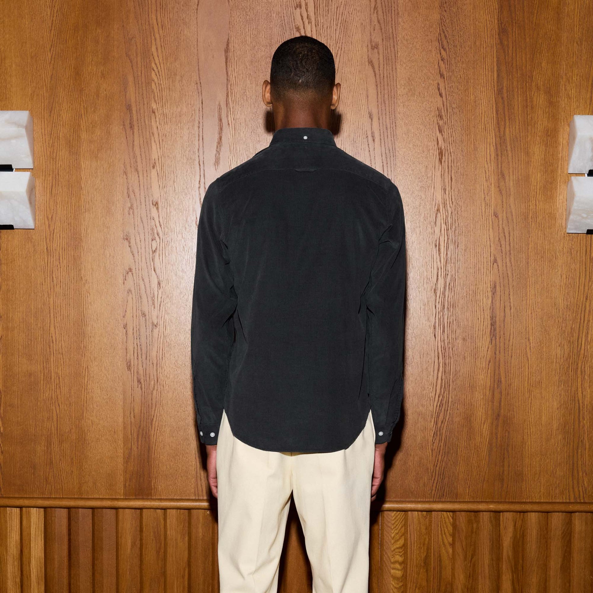 Chemise en velours gris anthracite