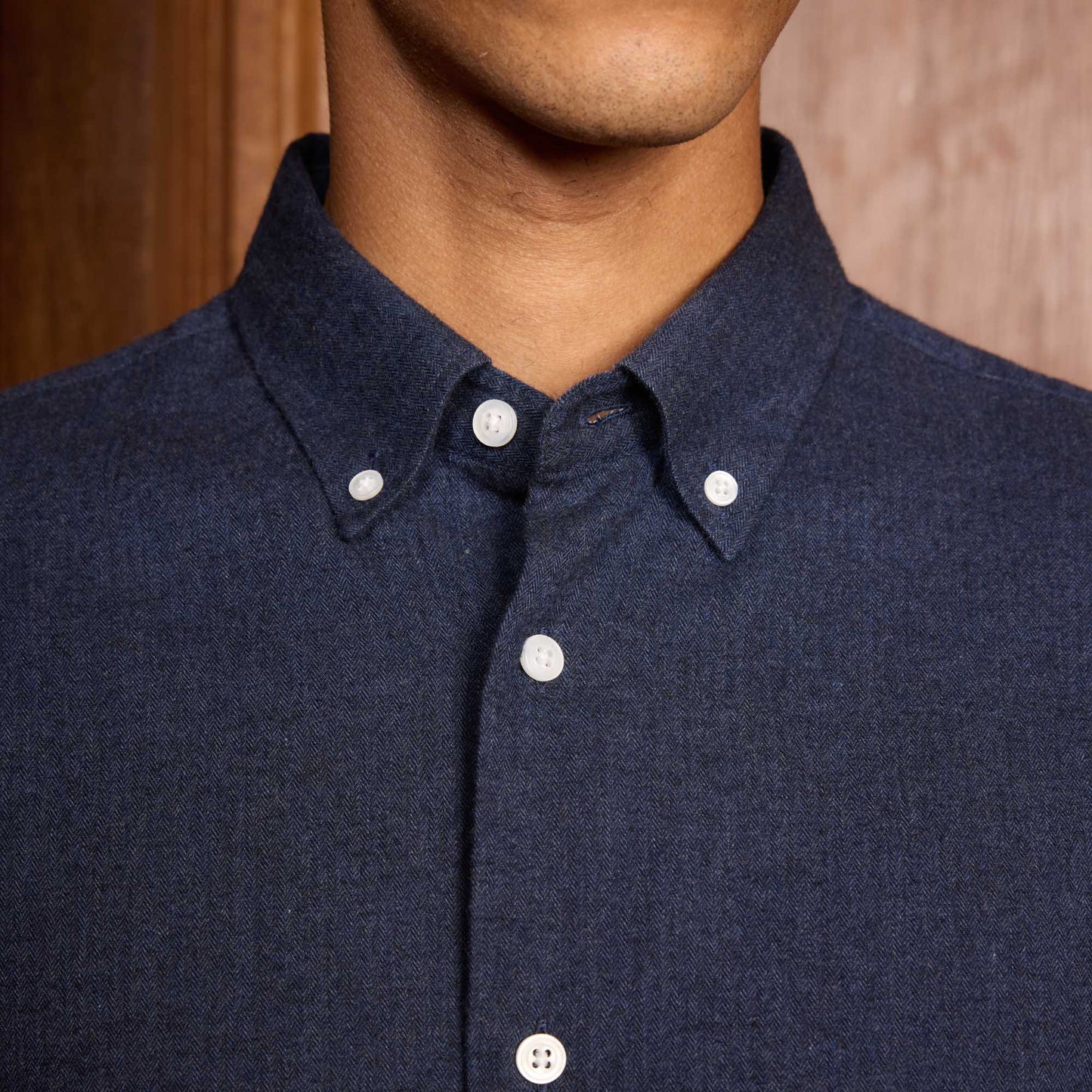 Chemise en flanelle à micro-chevrons bleu nuit