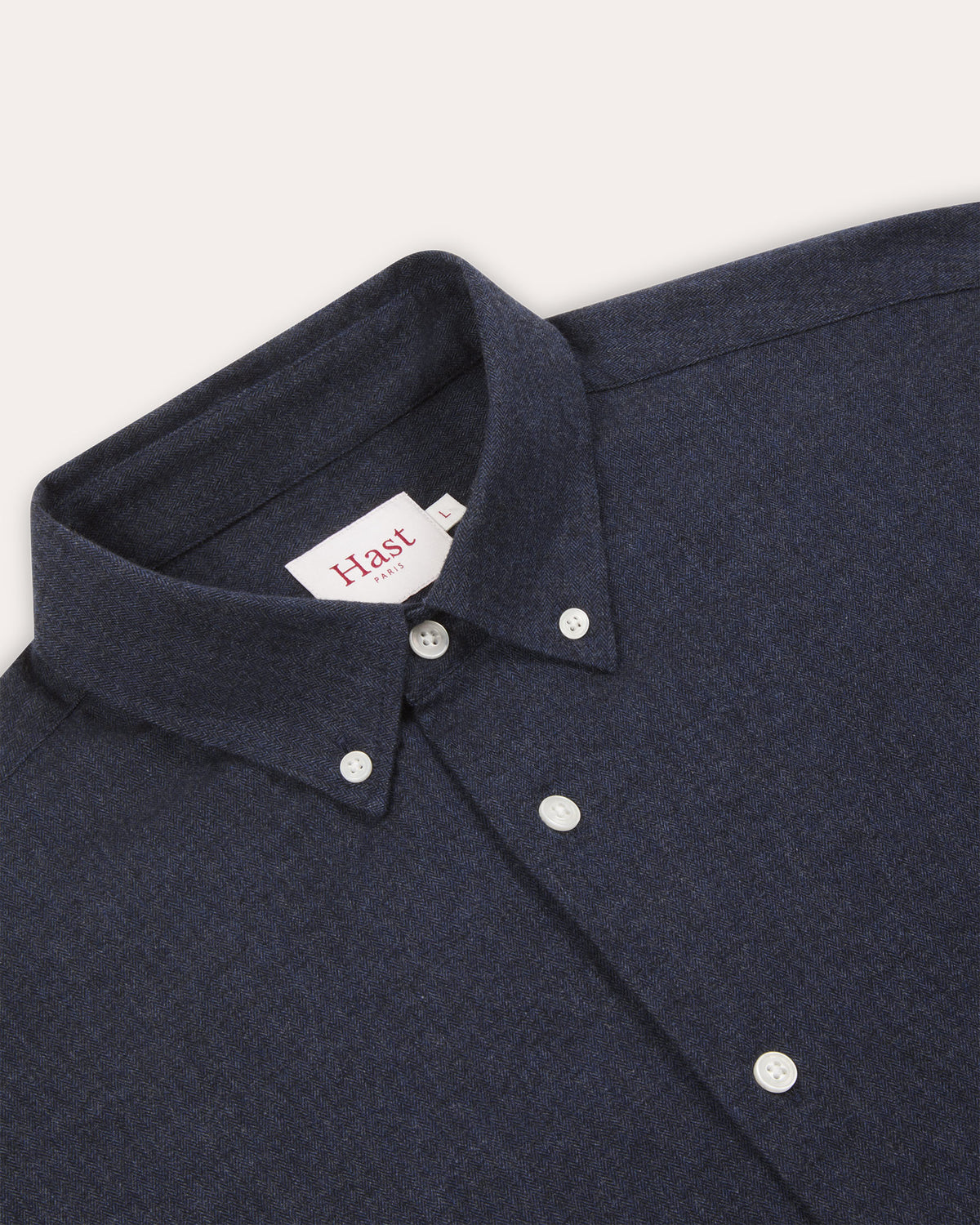 Midnight blue micro-herringbone flannel shirt