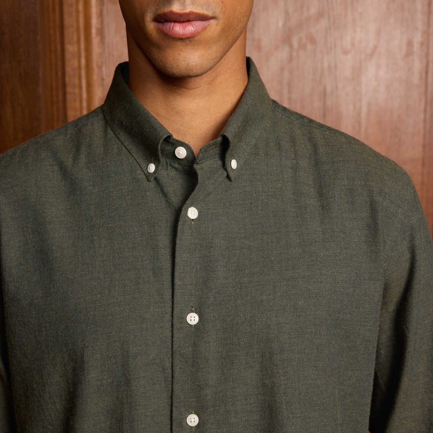 Chemise en flanelle verte à micro-chevrons