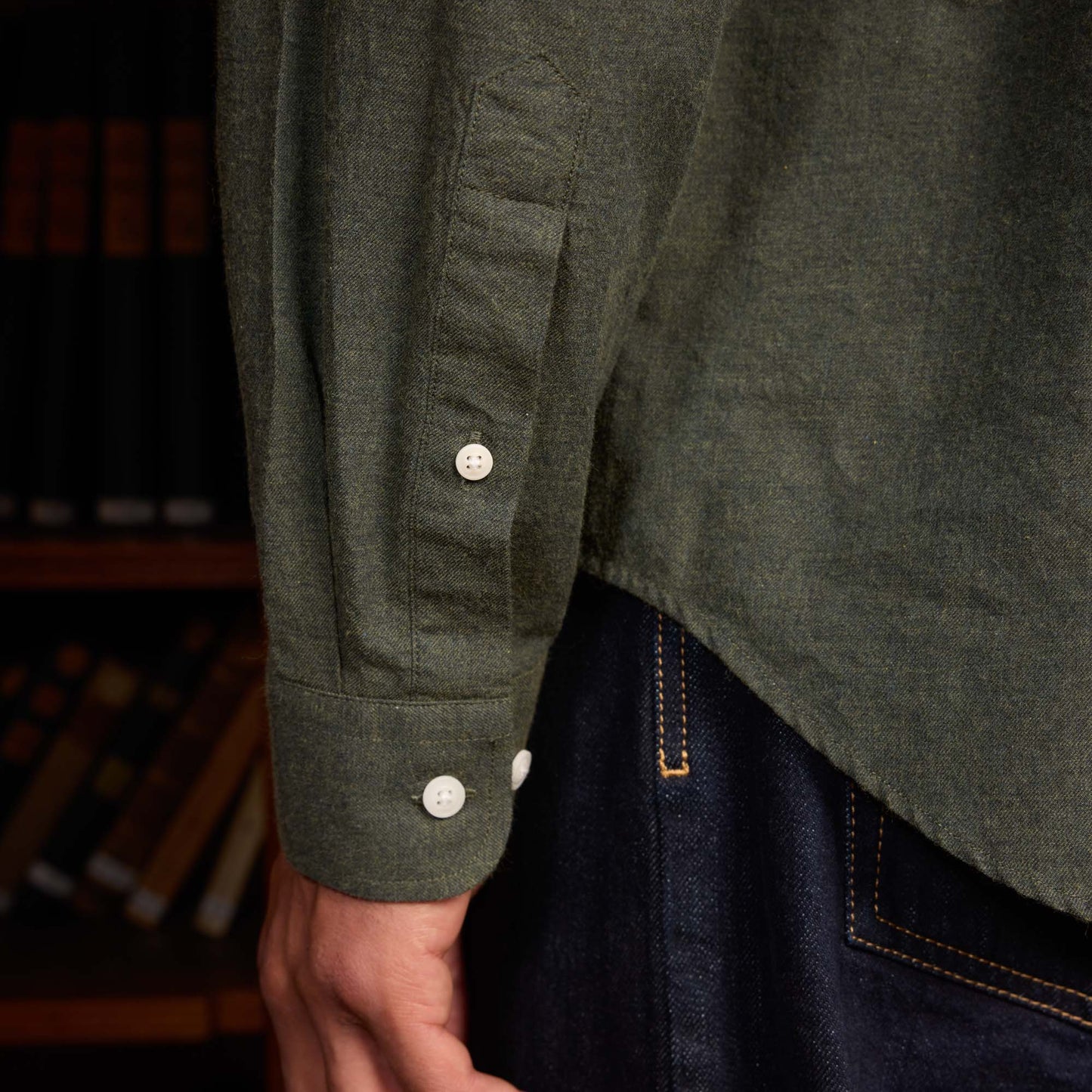 Chemise en flanelle verte à micro-chevrons