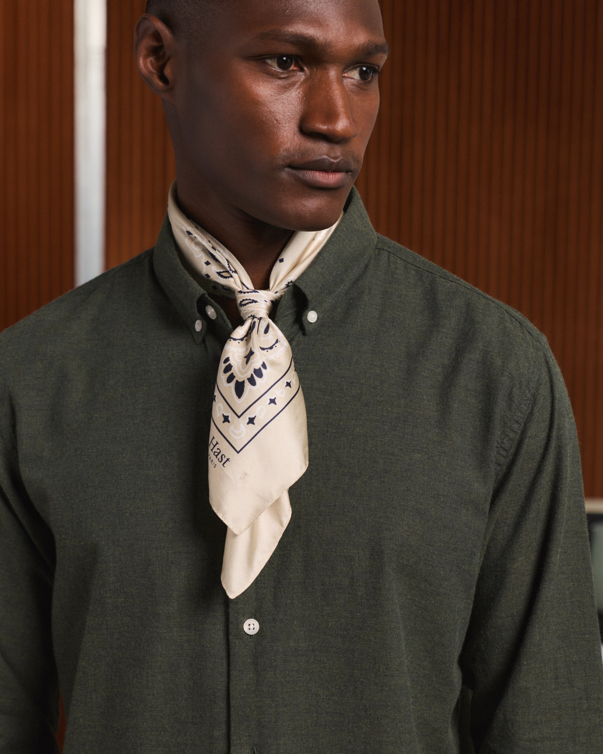 Chemise en flanelle verte à micro-chevrons