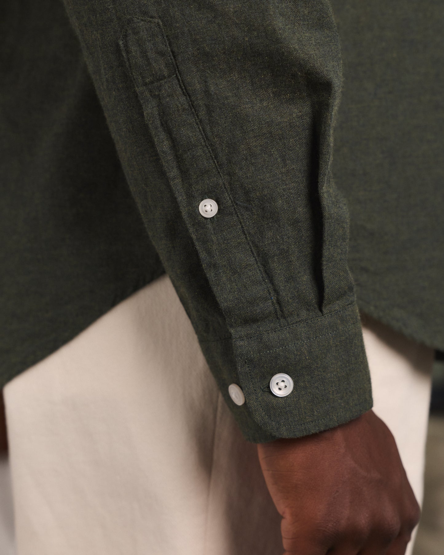 Chemise en flanelle verte à micro-chevrons