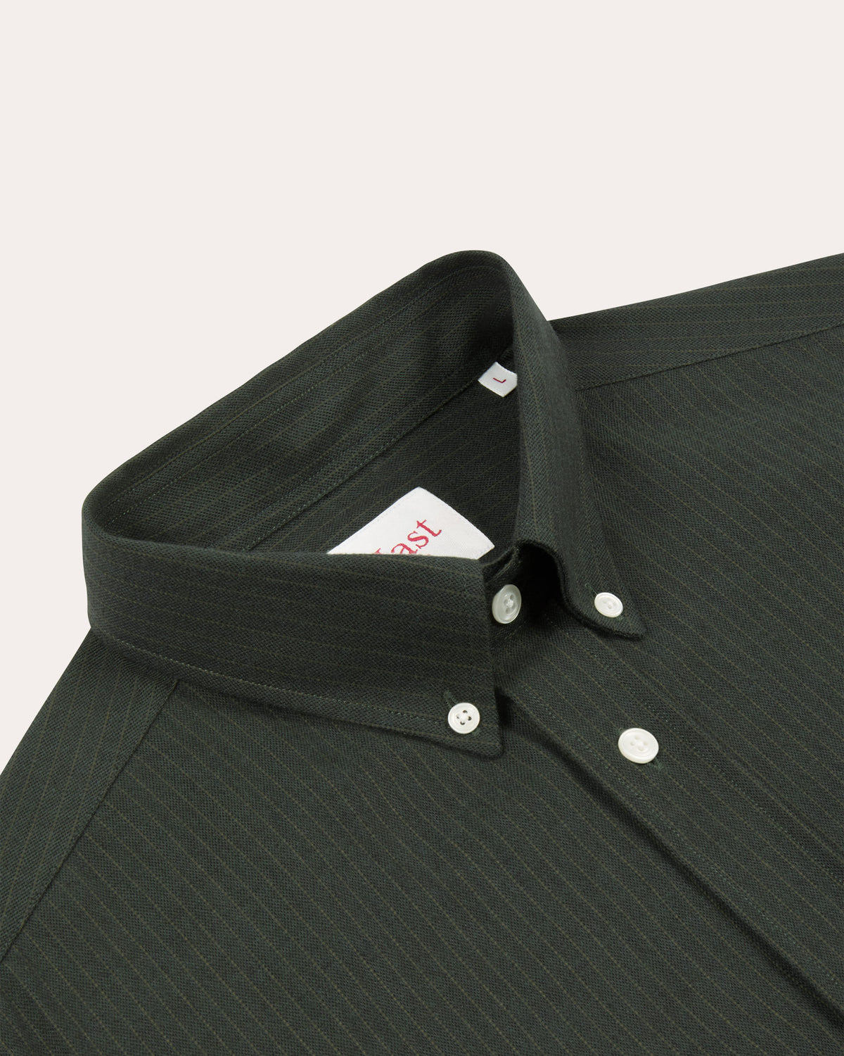 Green striped cotton and wool flannel shirt