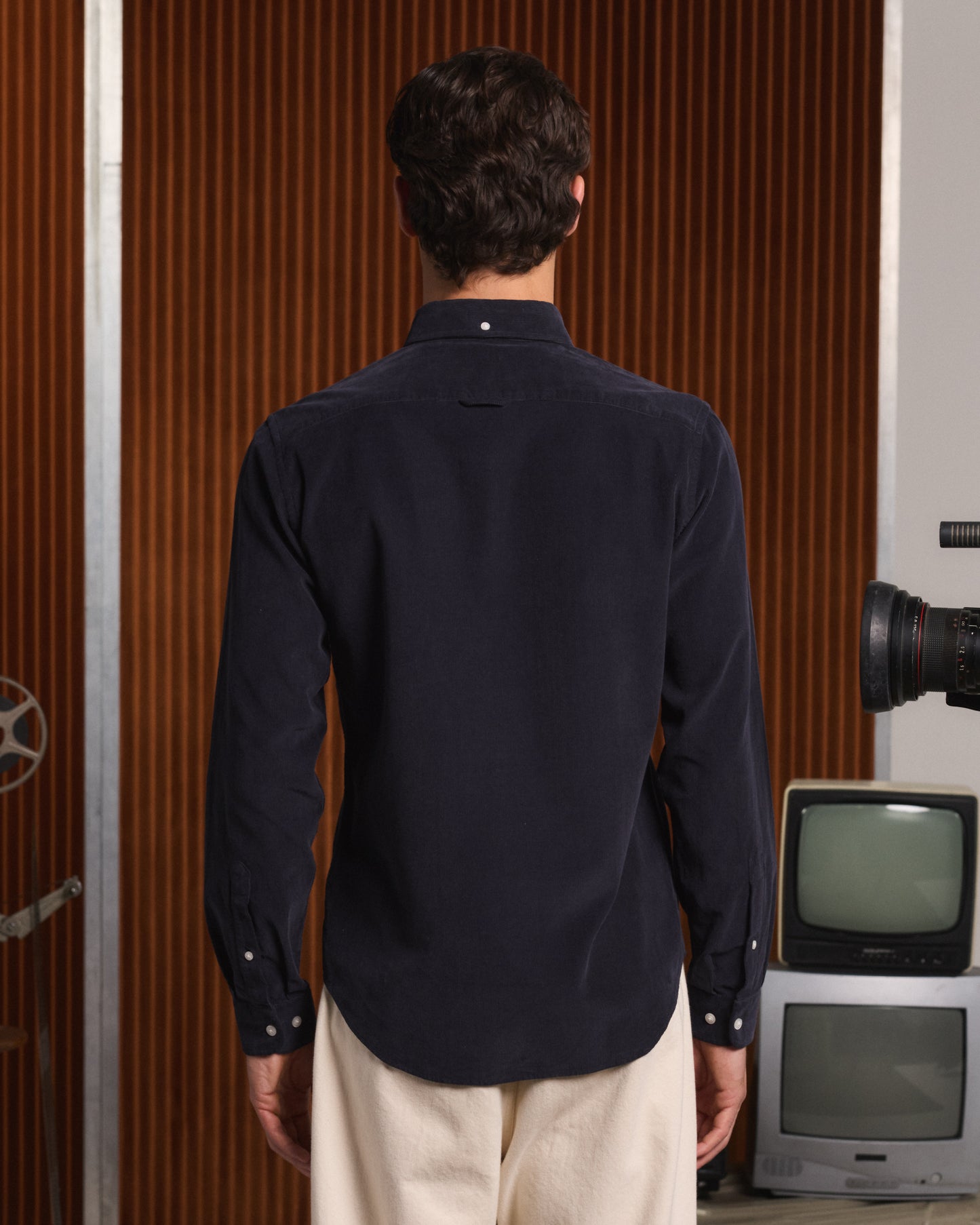 Chemise décontractée en velours côtelé marine