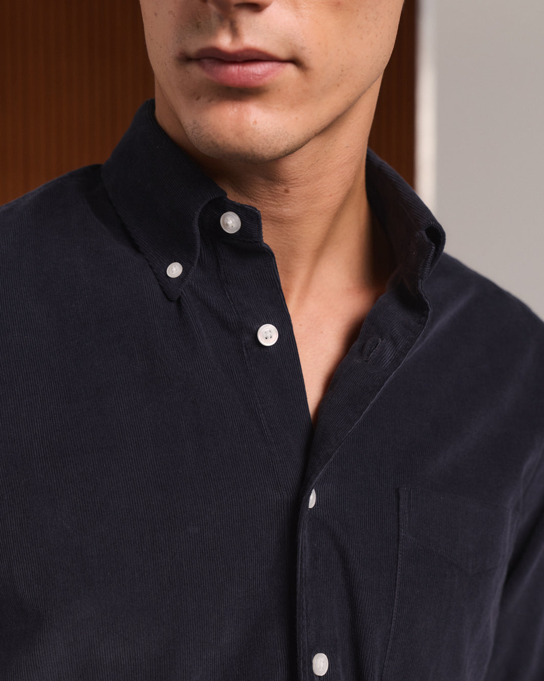 Chemise décontractée en velours côtelé marine