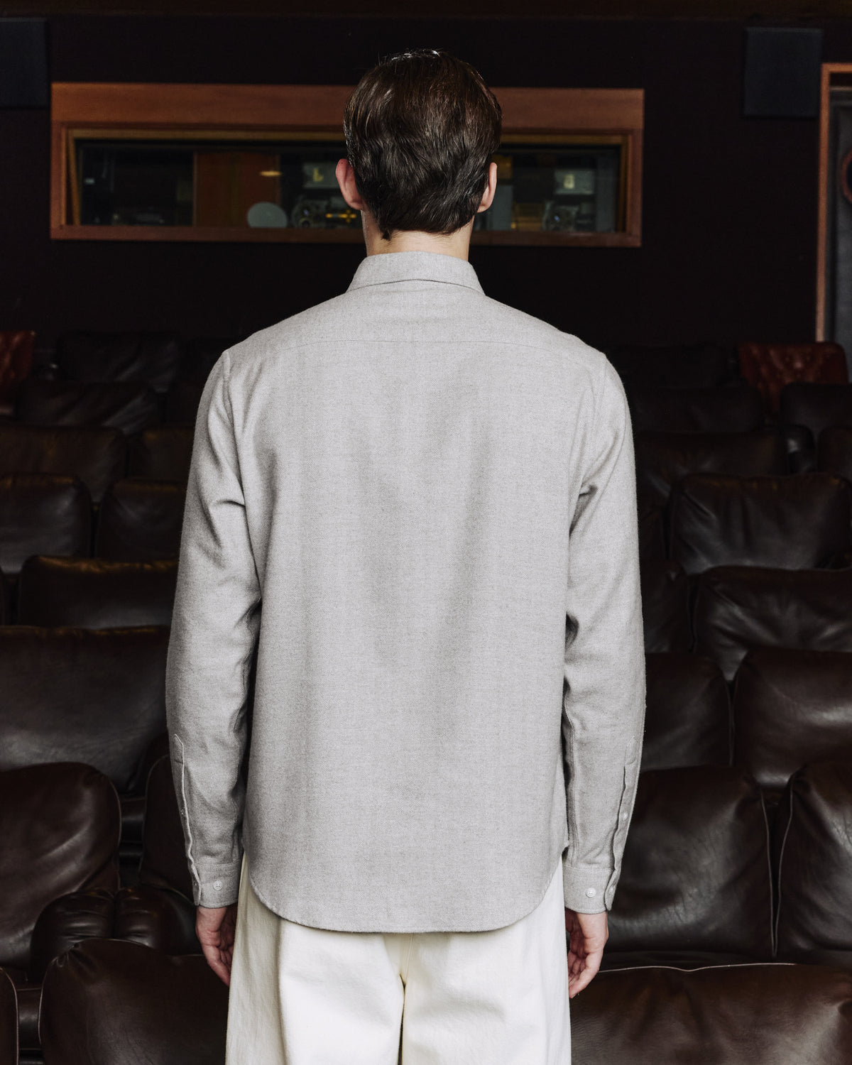 Gray herringbone cotton flannel shirt
