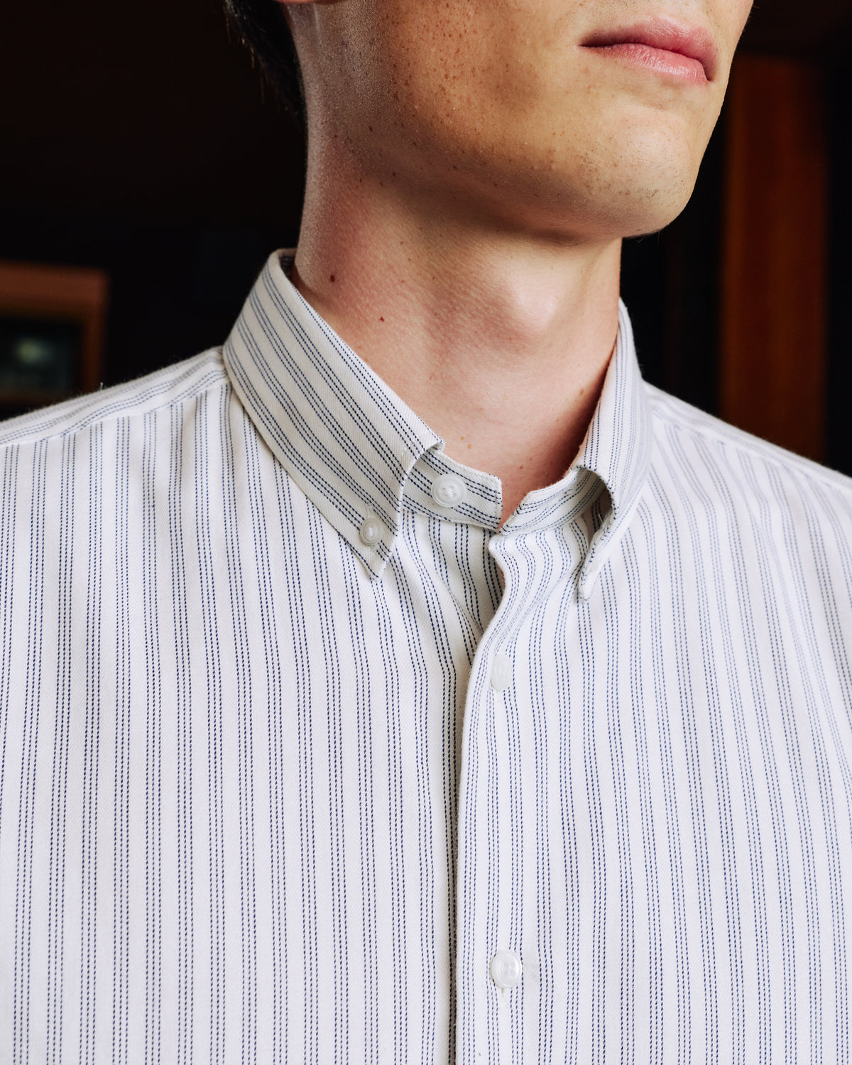Chemise décontractée en coton rayé bleu