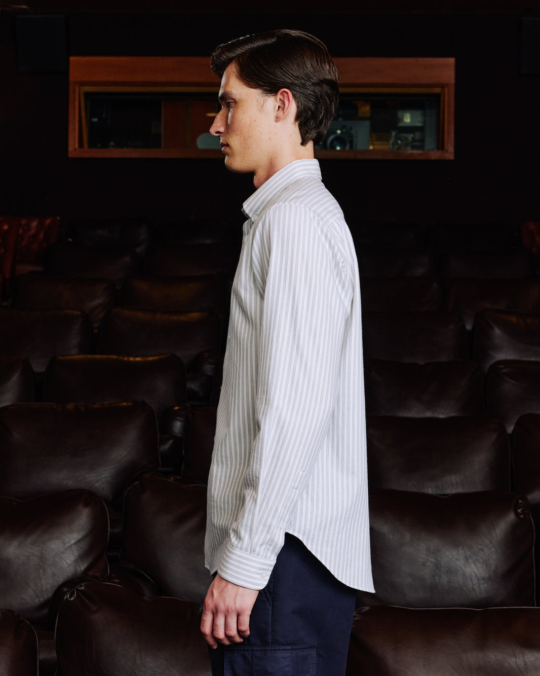 Chemise décontractée en coton rayé bleu