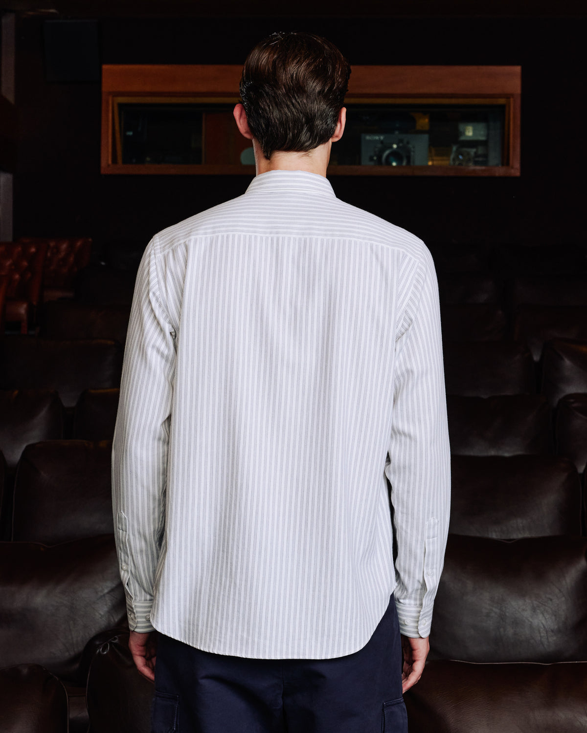 Chemise décontractée en coton rayé bleu