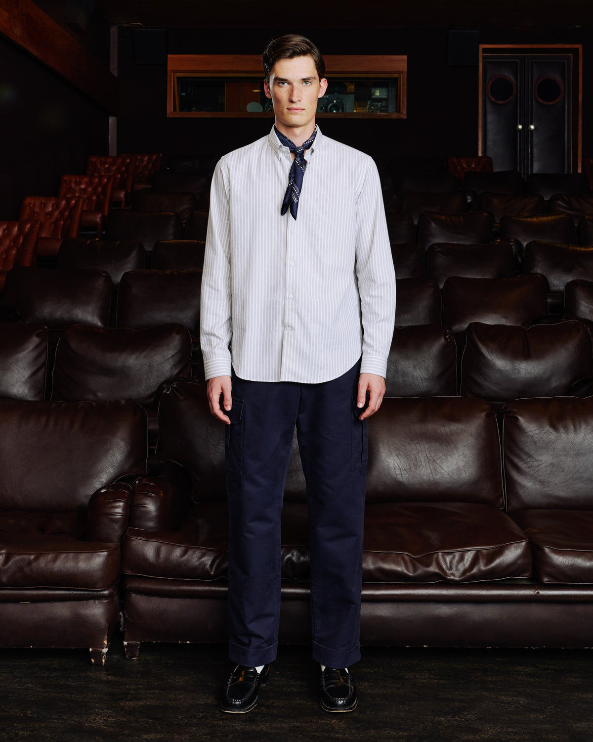 Chemise décontractée en coton rayé bleu