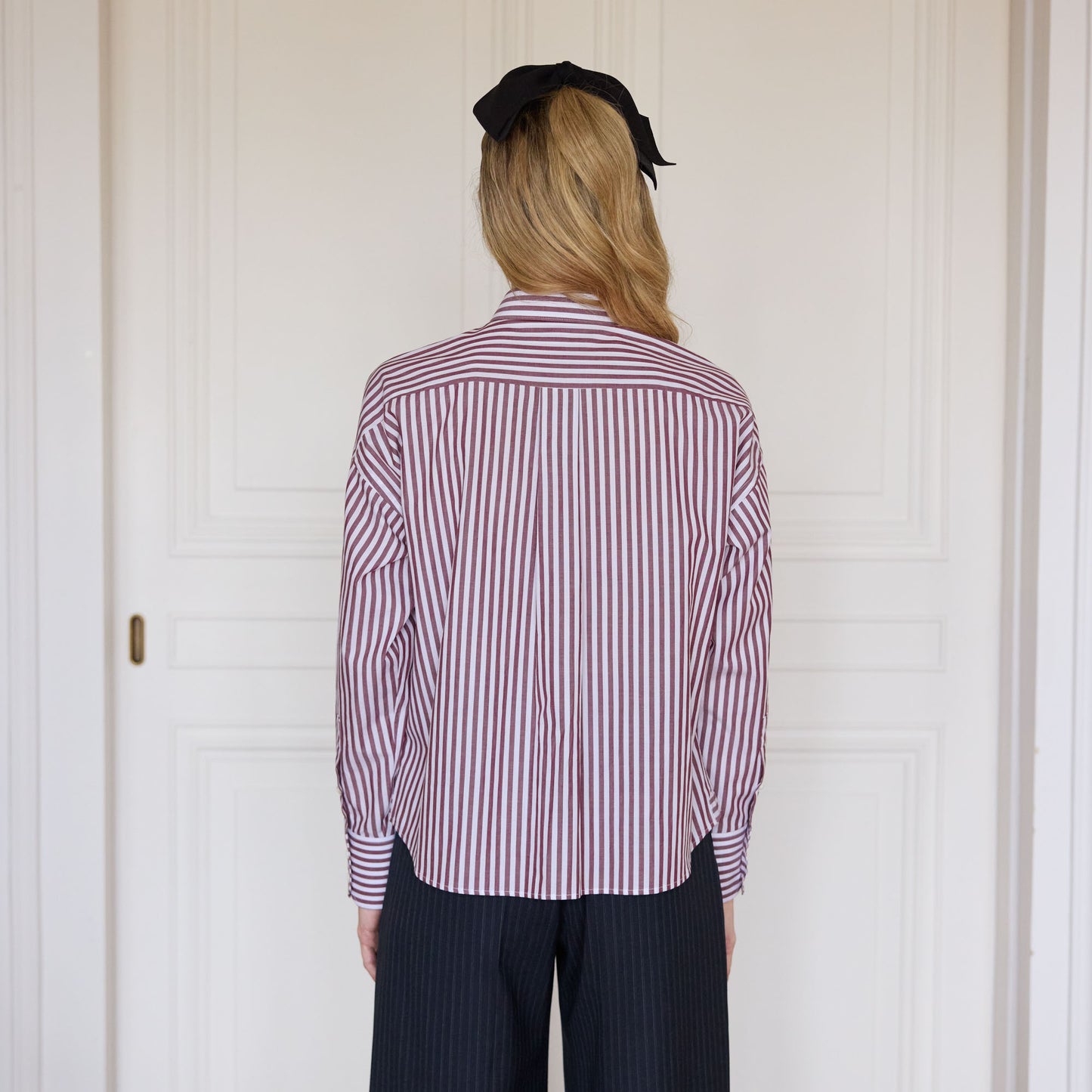 Chemise à rayures bordeaux en coton