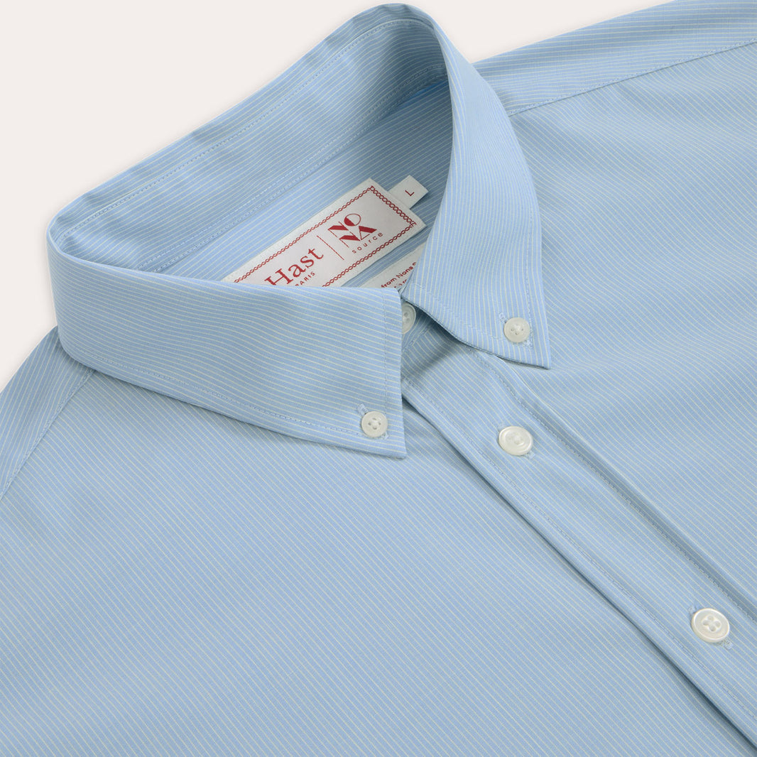 Chemise décontractée bleu en laine à fines rayures