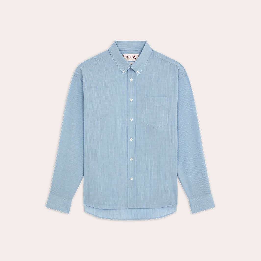 Chemise décontractée bleu en laine à fines rayures