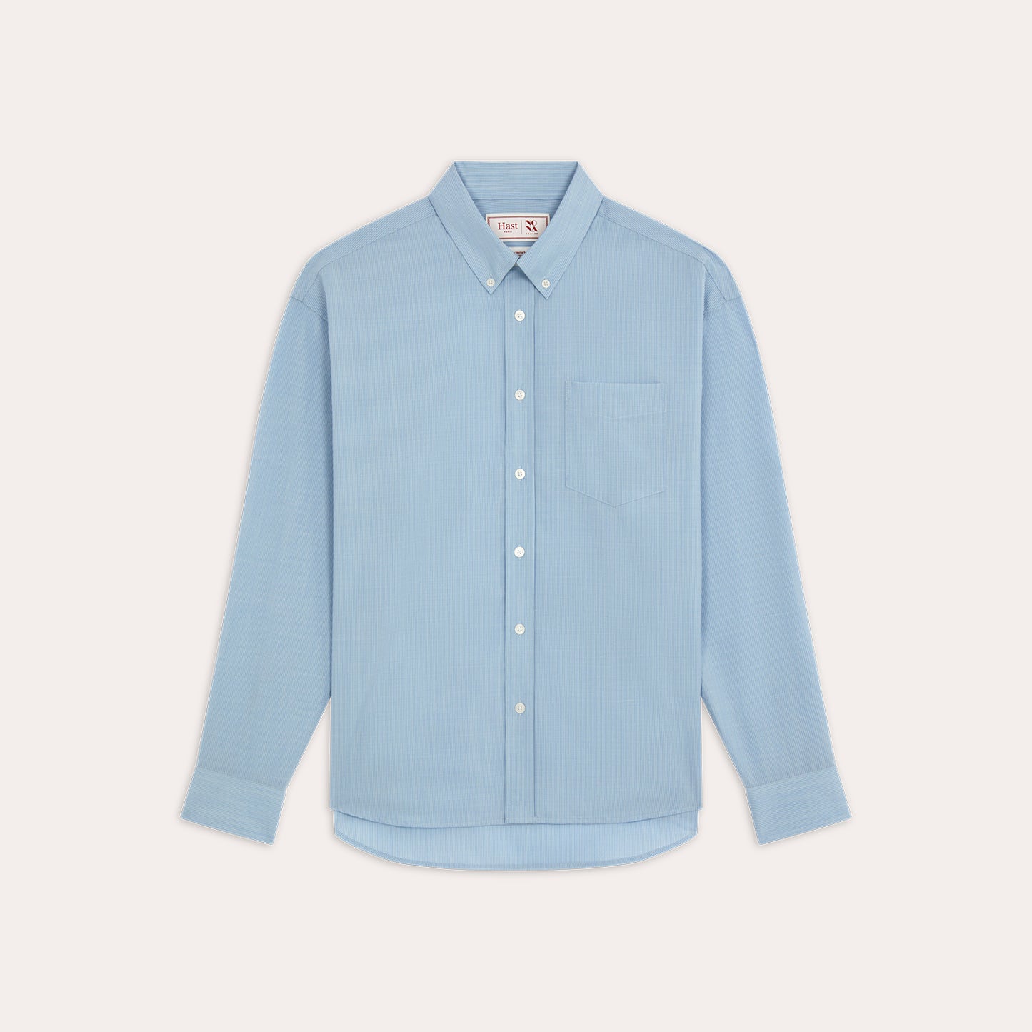 Casual blue wool shirt with thin stripes