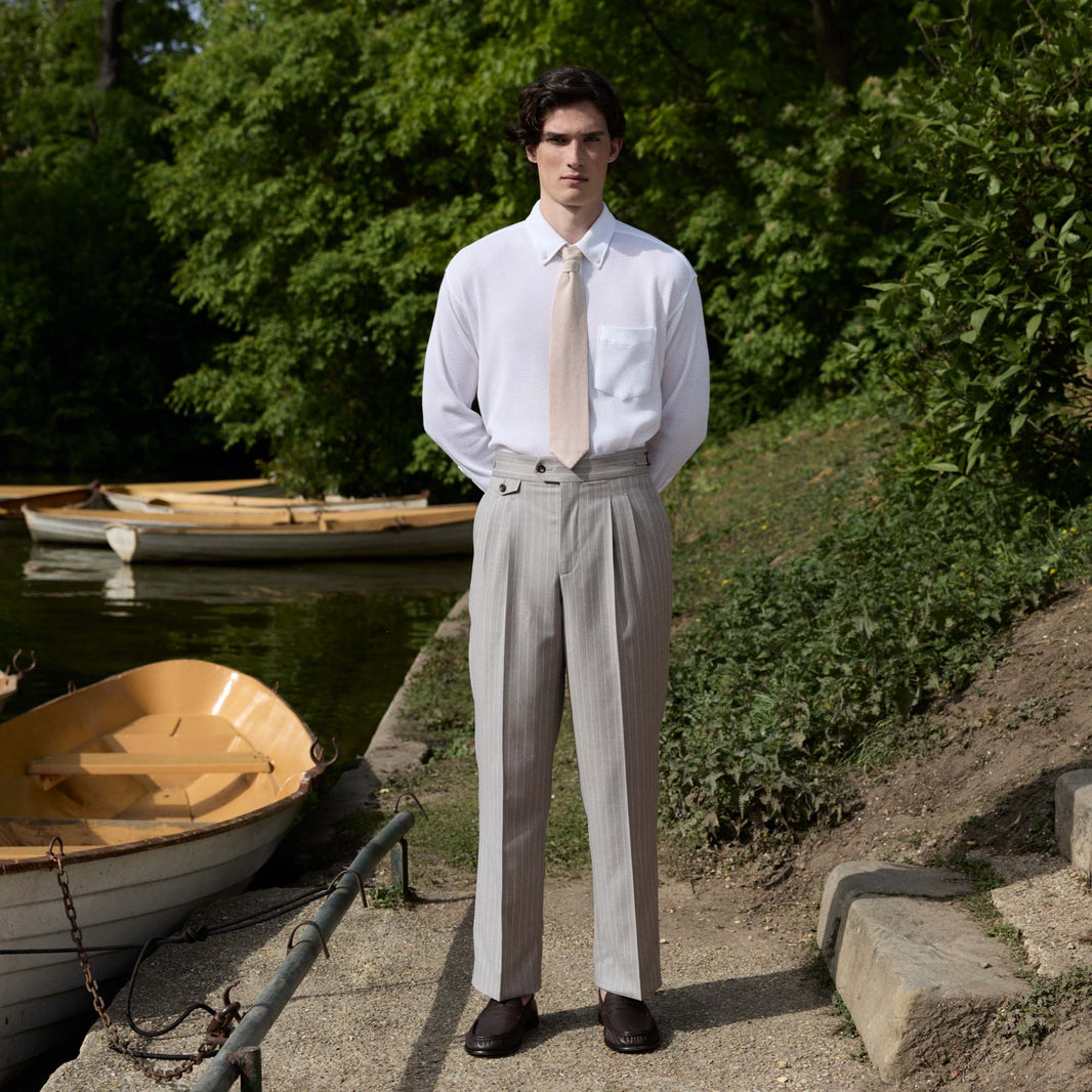 Chemise en jersey nid d'abeille coton blanc