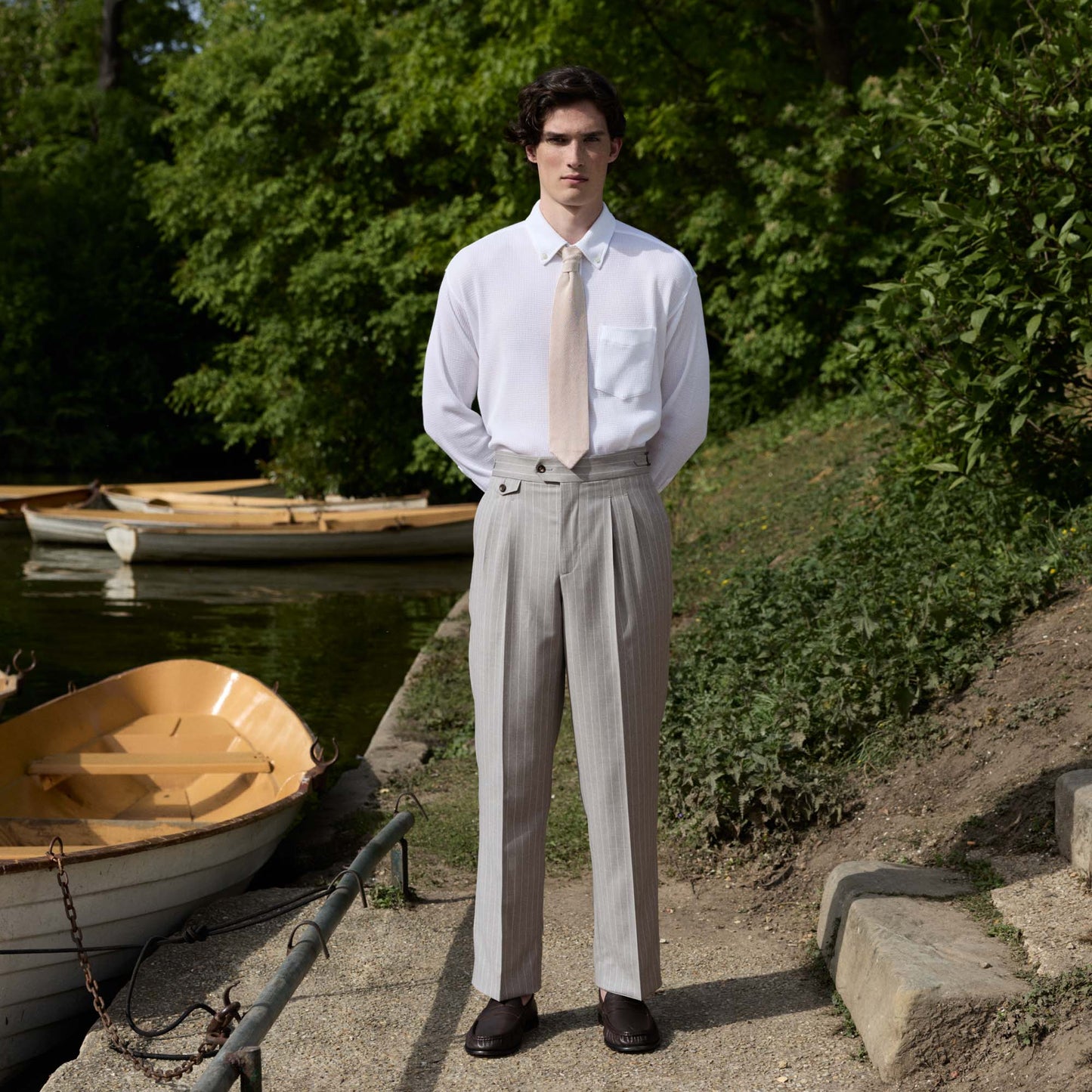 Chemise en jersey nid d'abeille coton blanc