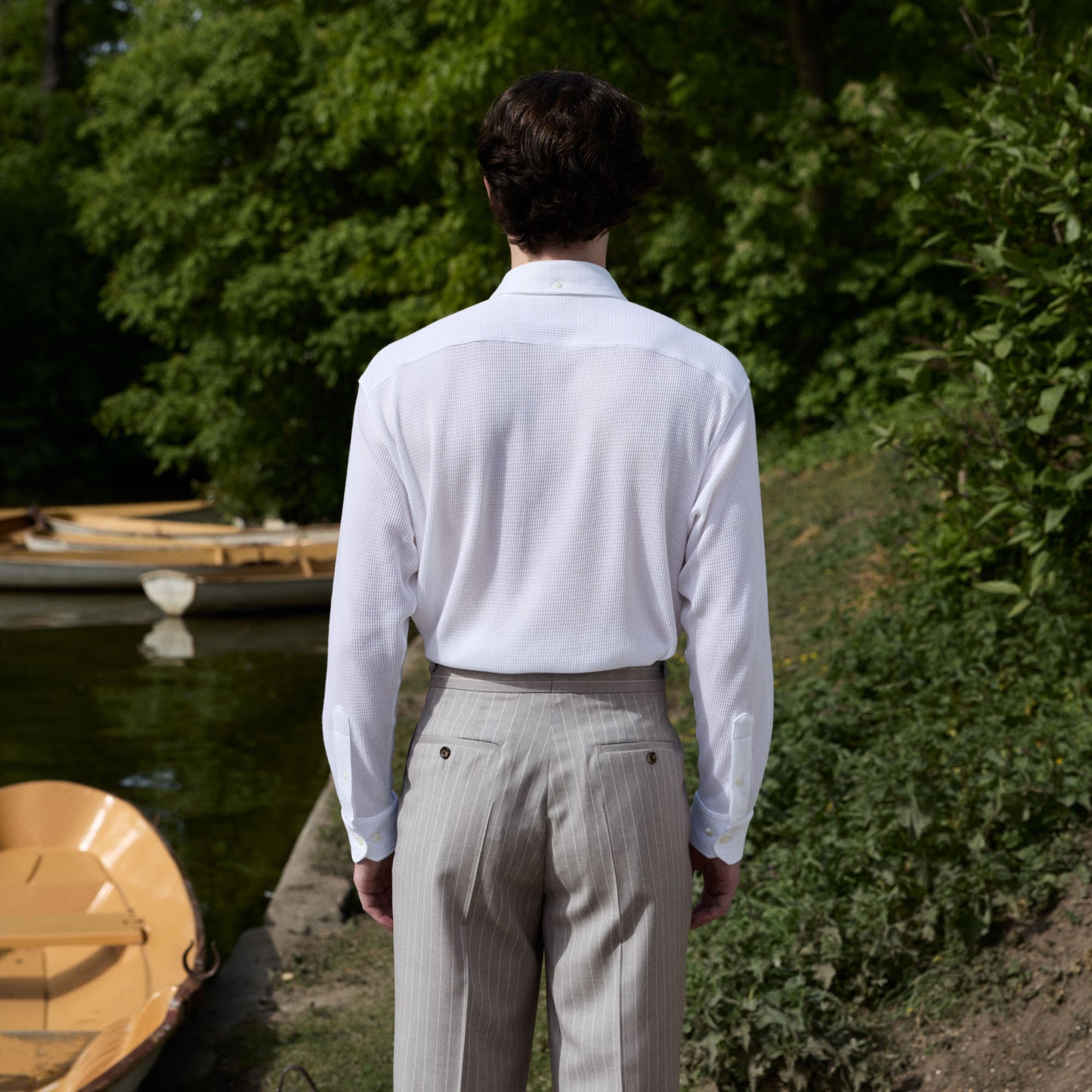 Chemise en jersey nid d'abeille coton blanc