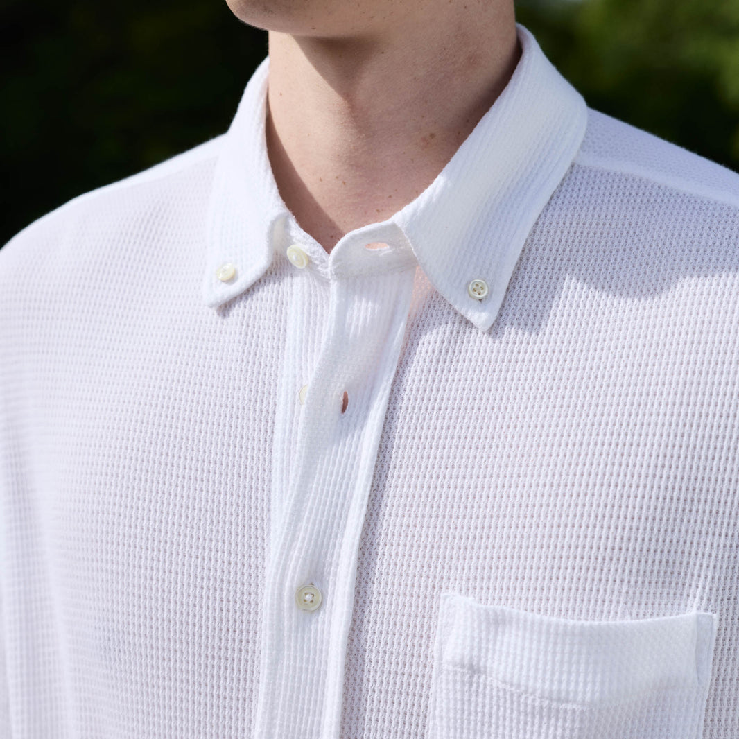 Chemise en jersey nid d'abeille coton blanc