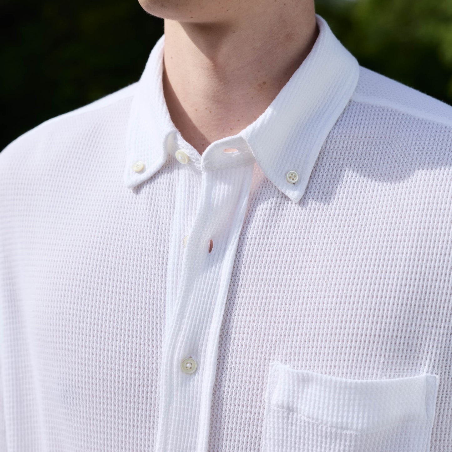 Chemise en jersey nid d'abeille coton blanc