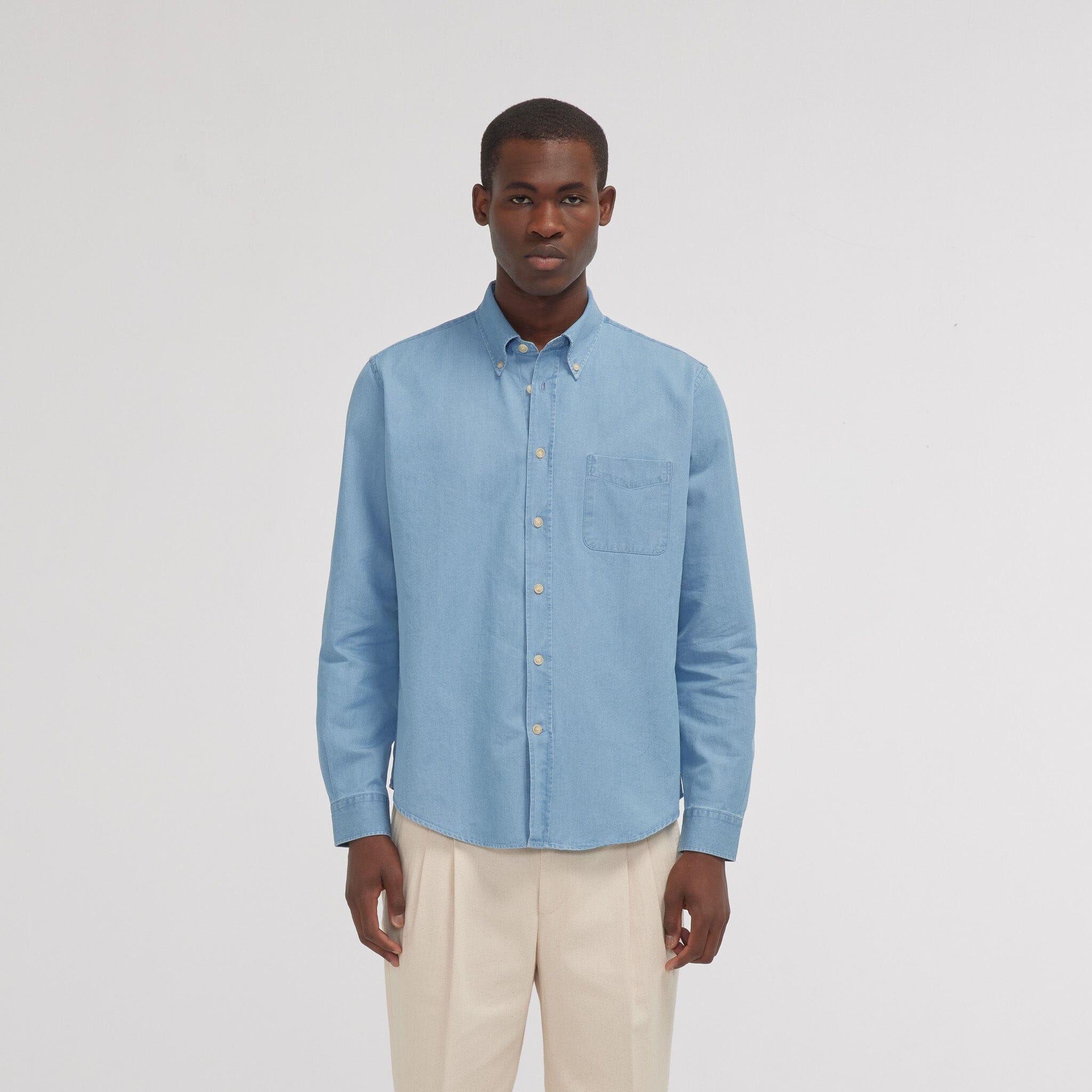Light blue jean shirt deals