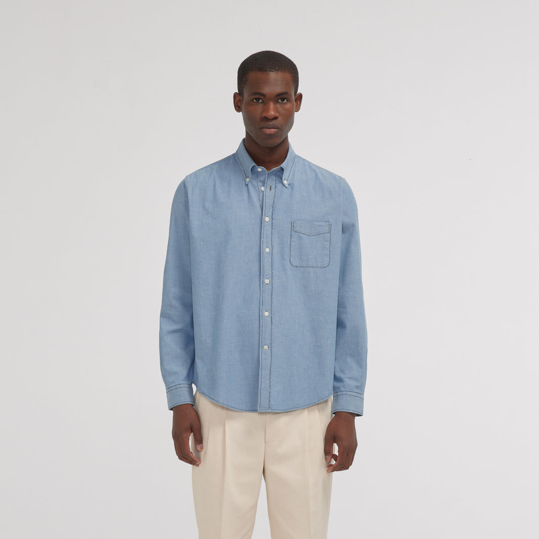 Chemise en chambray bleue