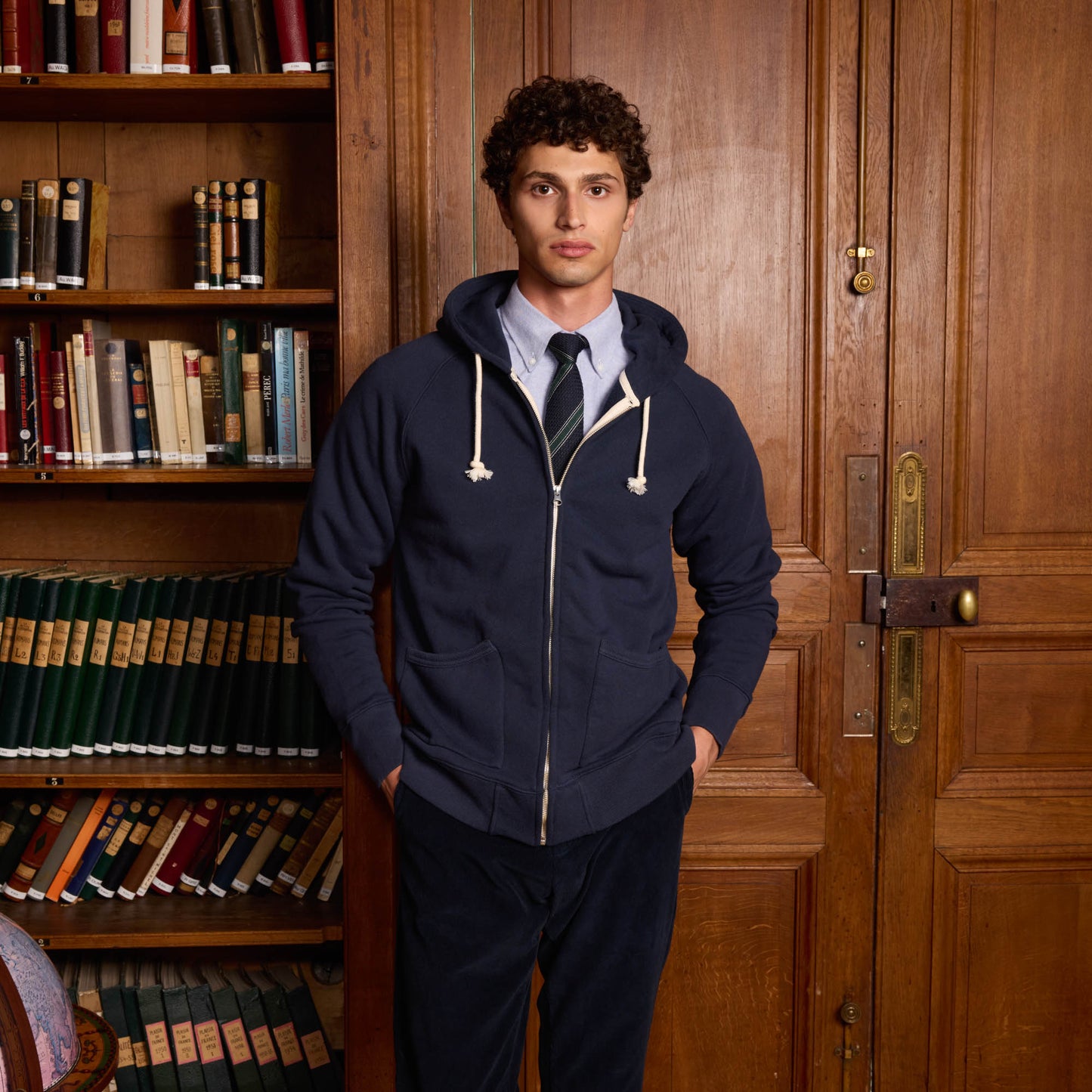 Sweat à capuche zippé marine