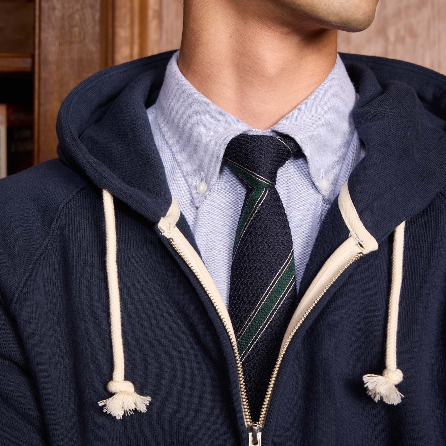 Sweat à capuche zippé marine