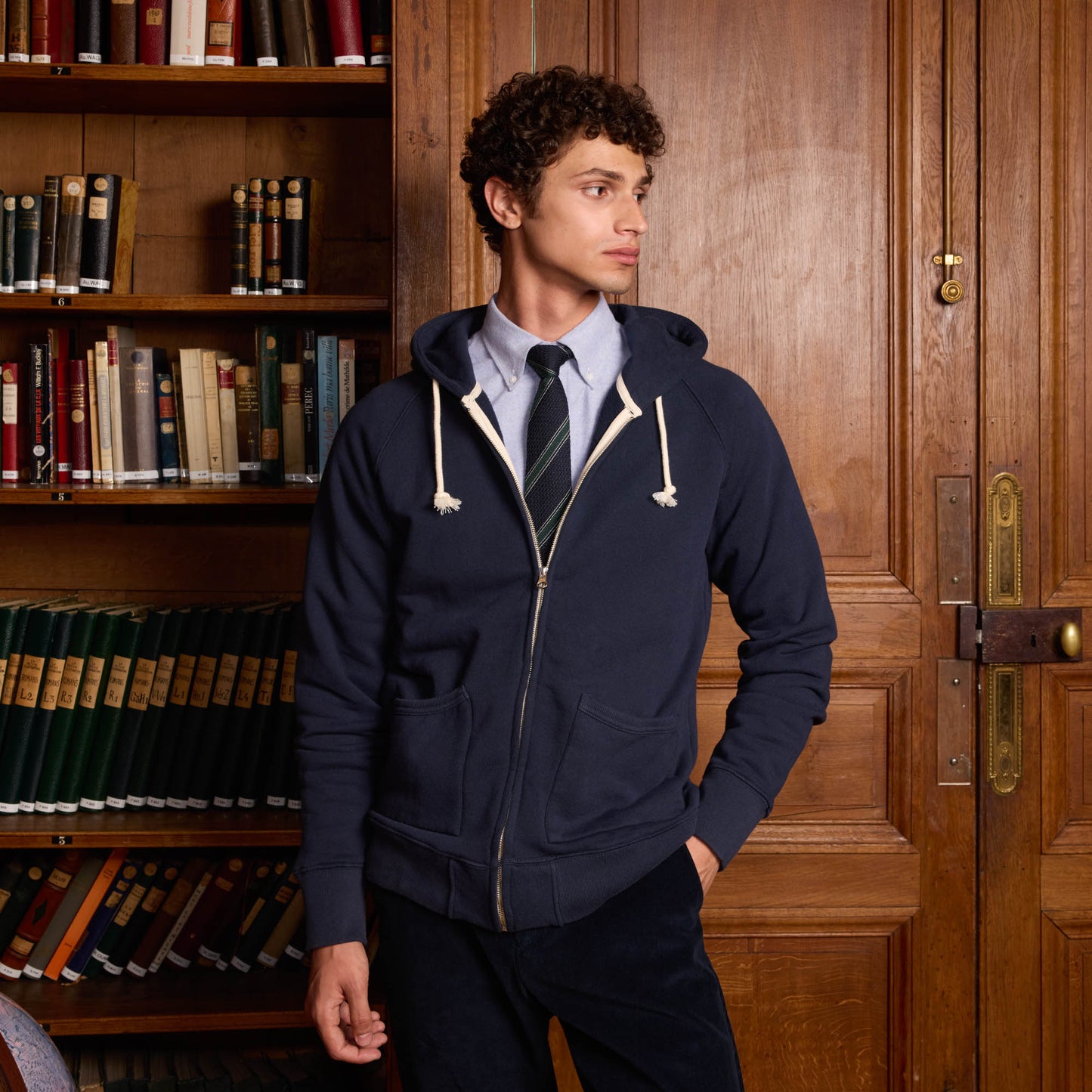 Sweat à capuche zippé marine