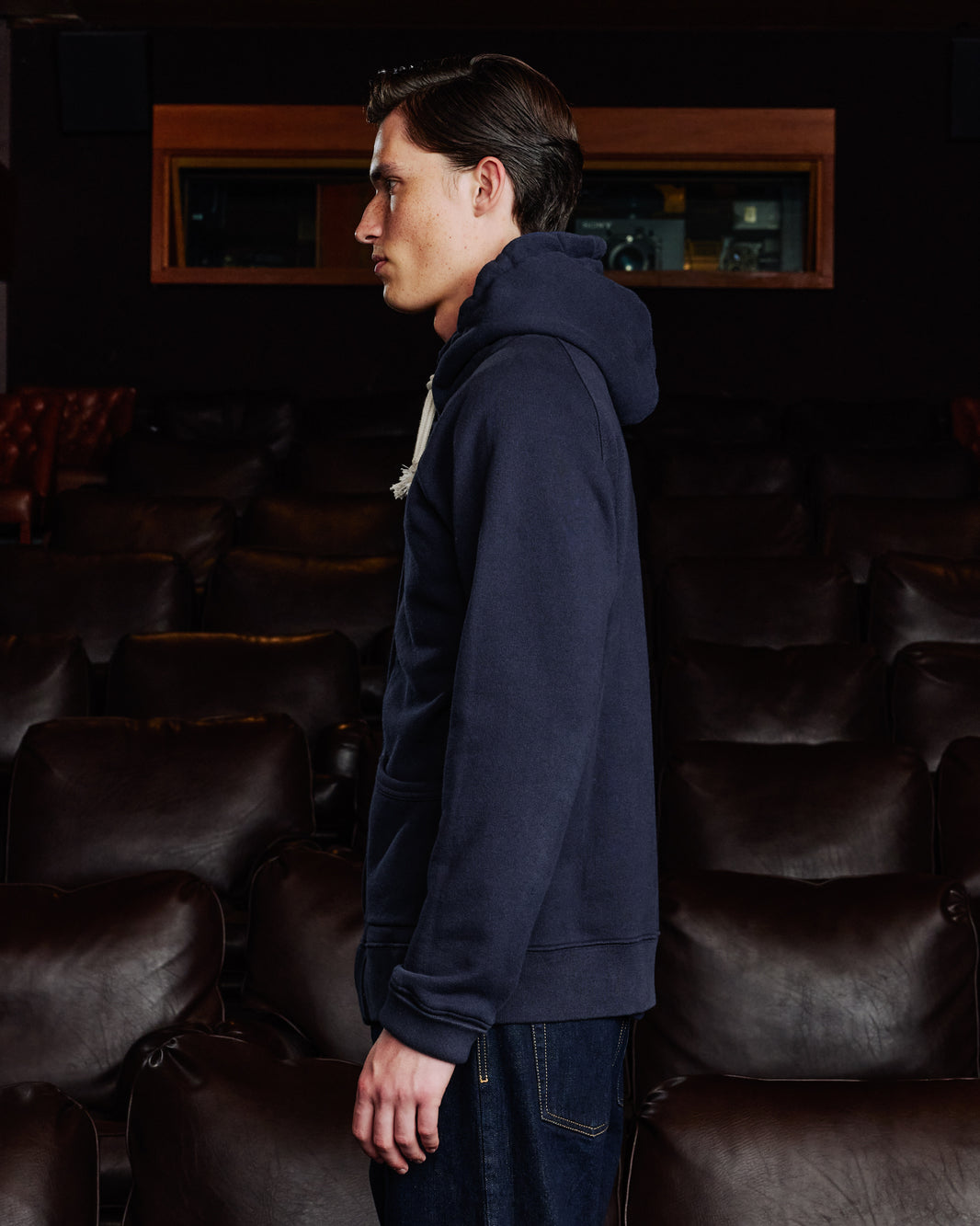 Sweat à capuche zippé marine