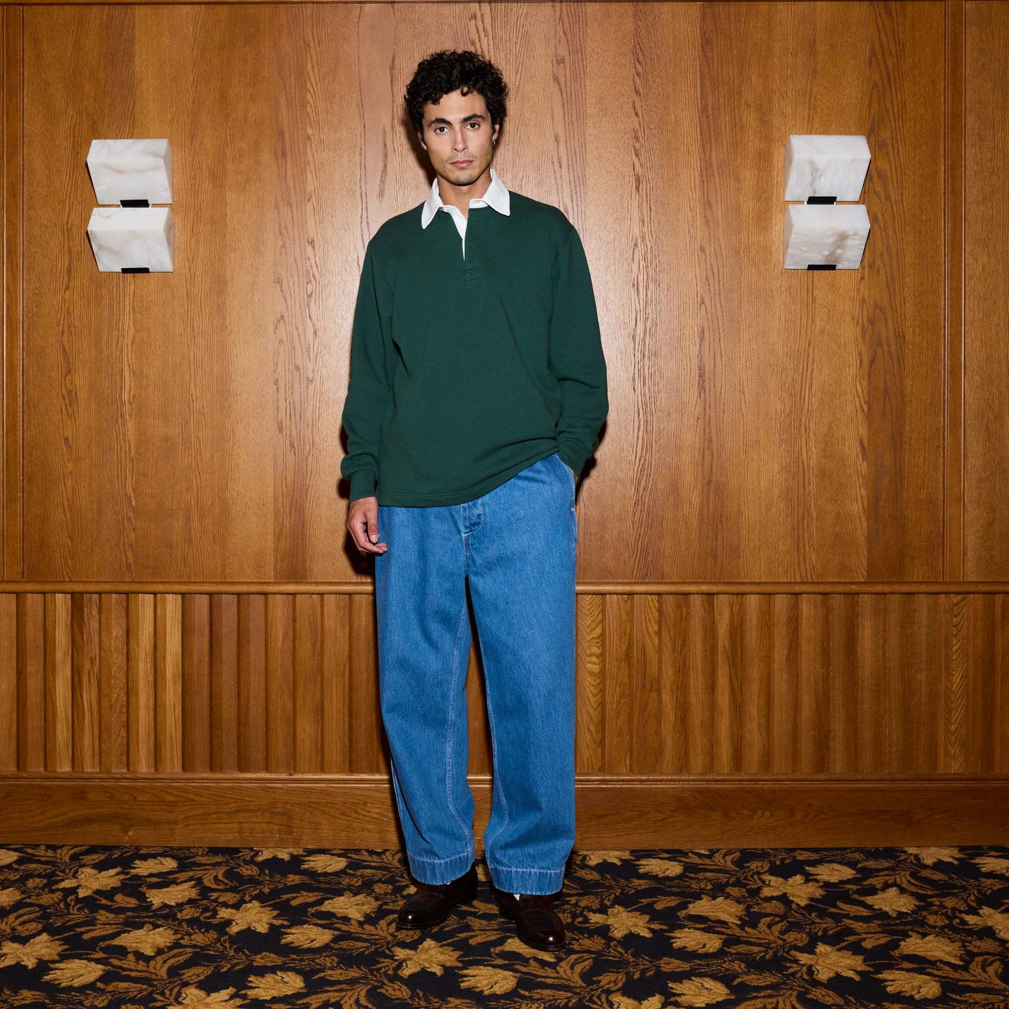 Polo rugby en molleton vert