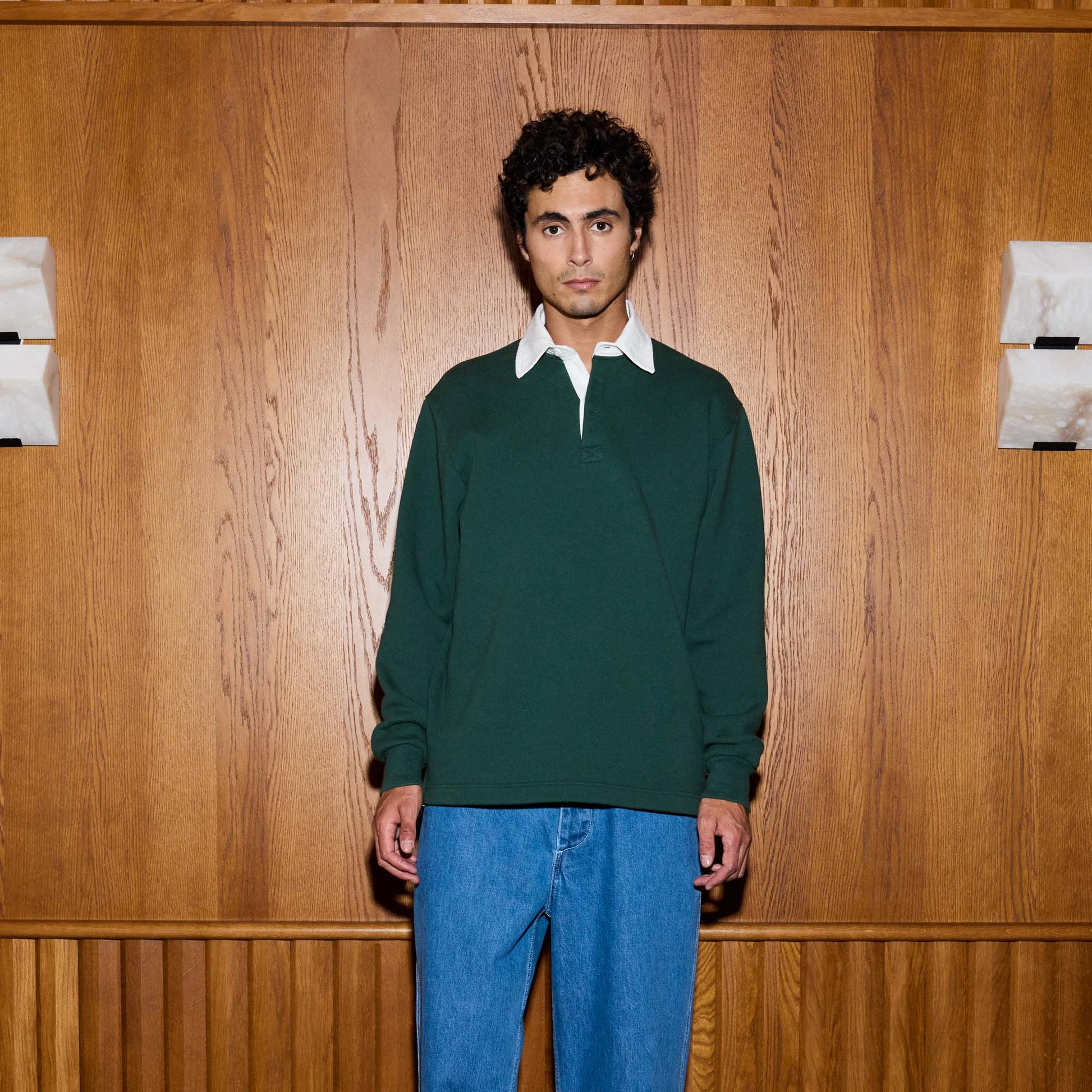 Polo rugby en molleton vert