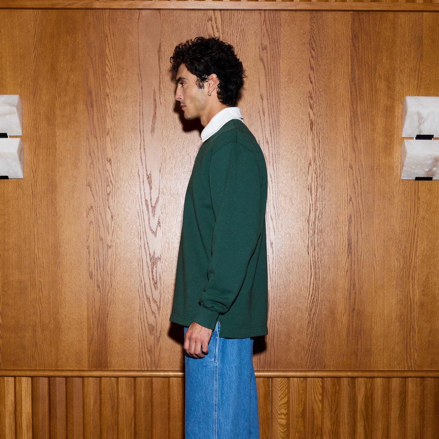 Polo rugby en molleton vert