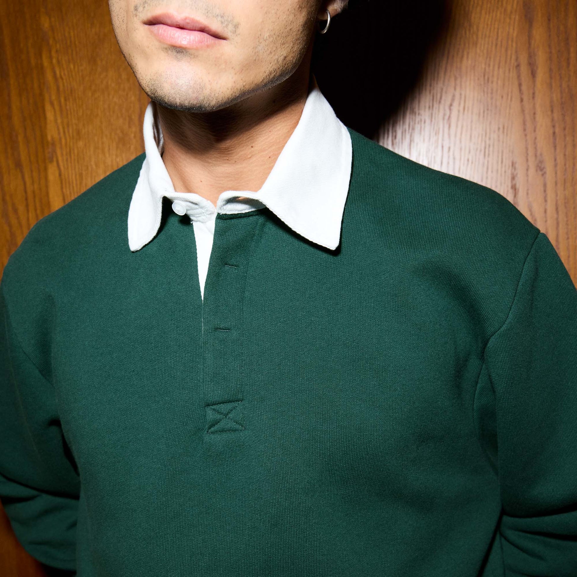 Polo rugby en molleton vert