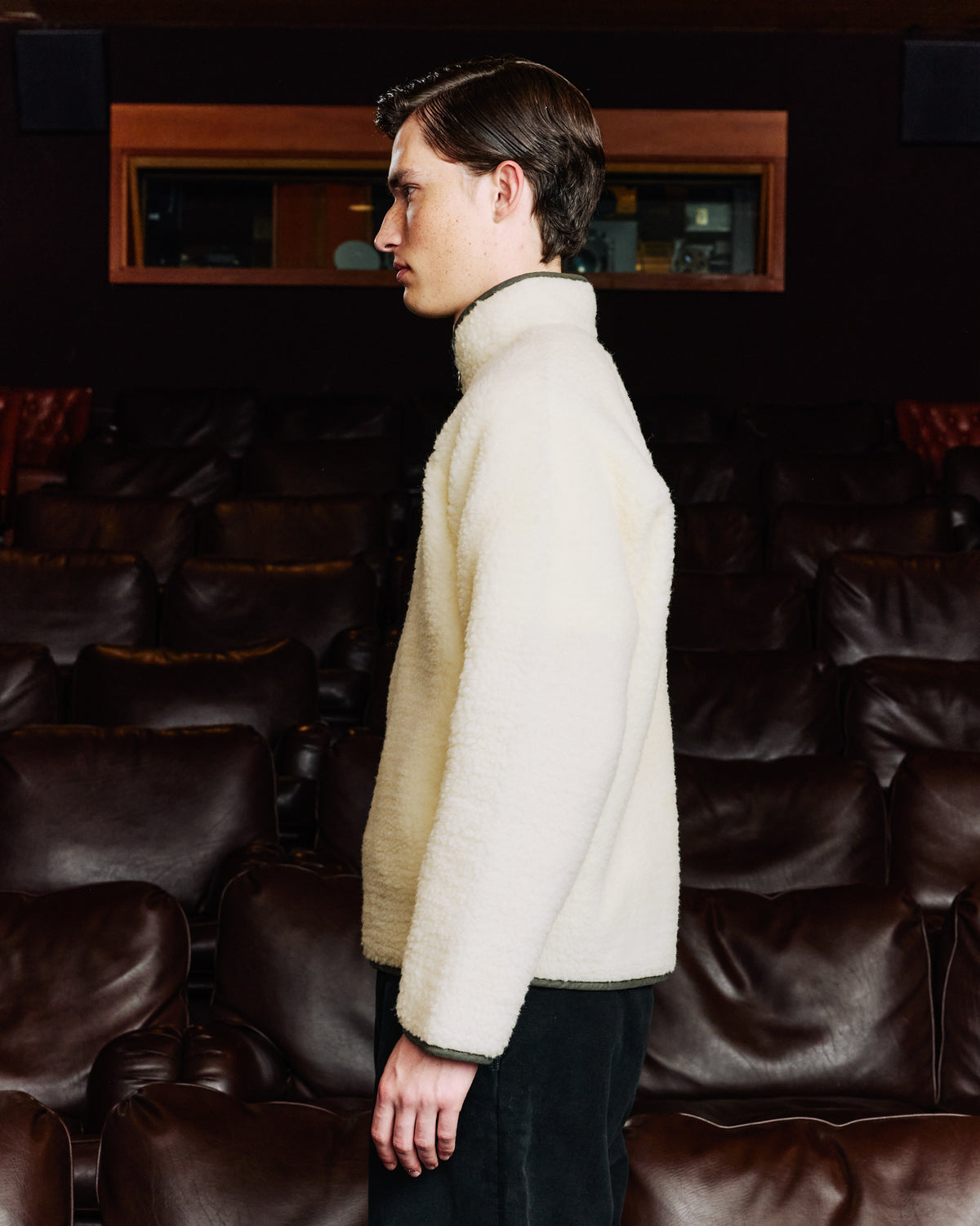 Zip-neck fleece in 100% natural Pyrenean wool