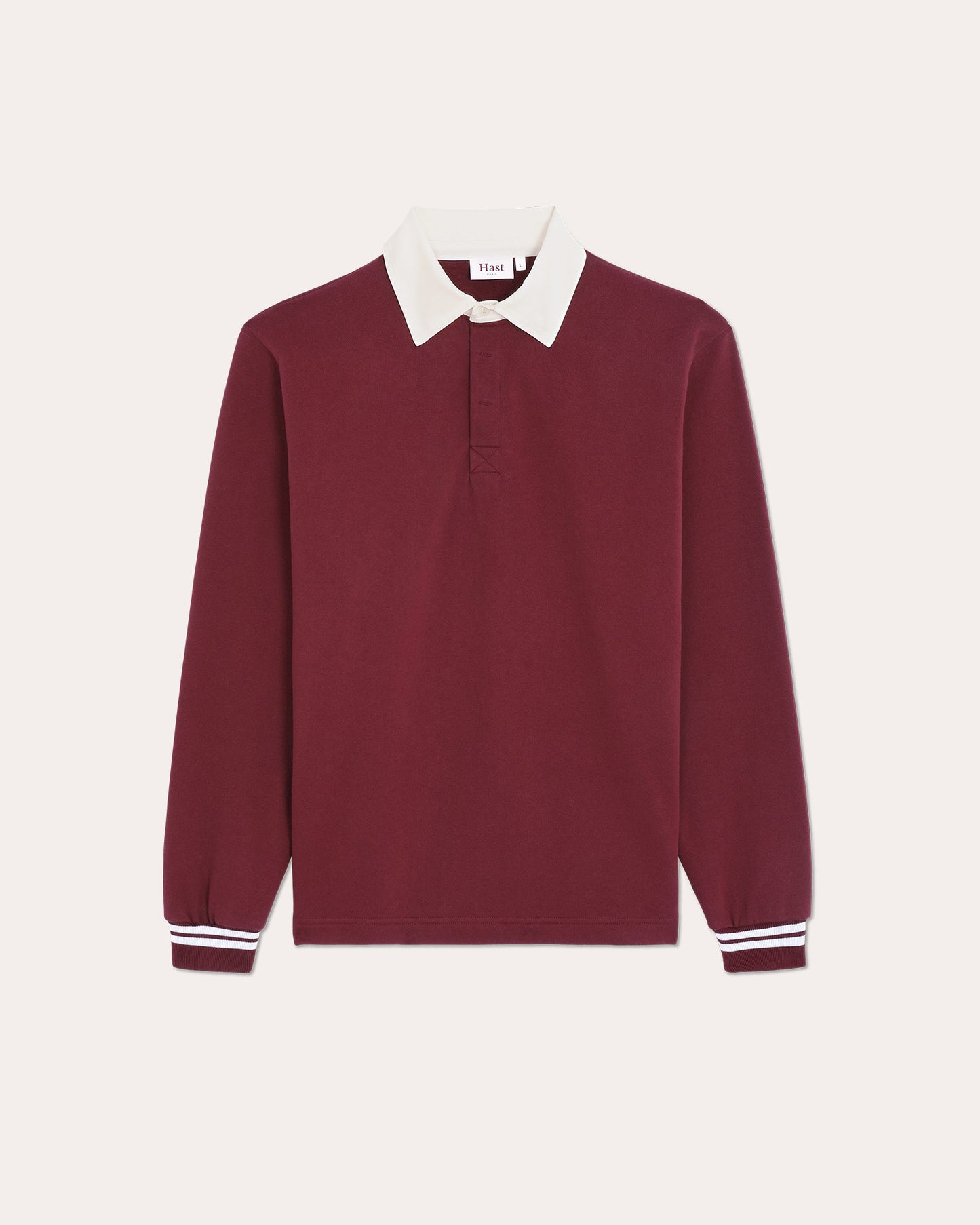 Polo rugby en coton, col twill blanc