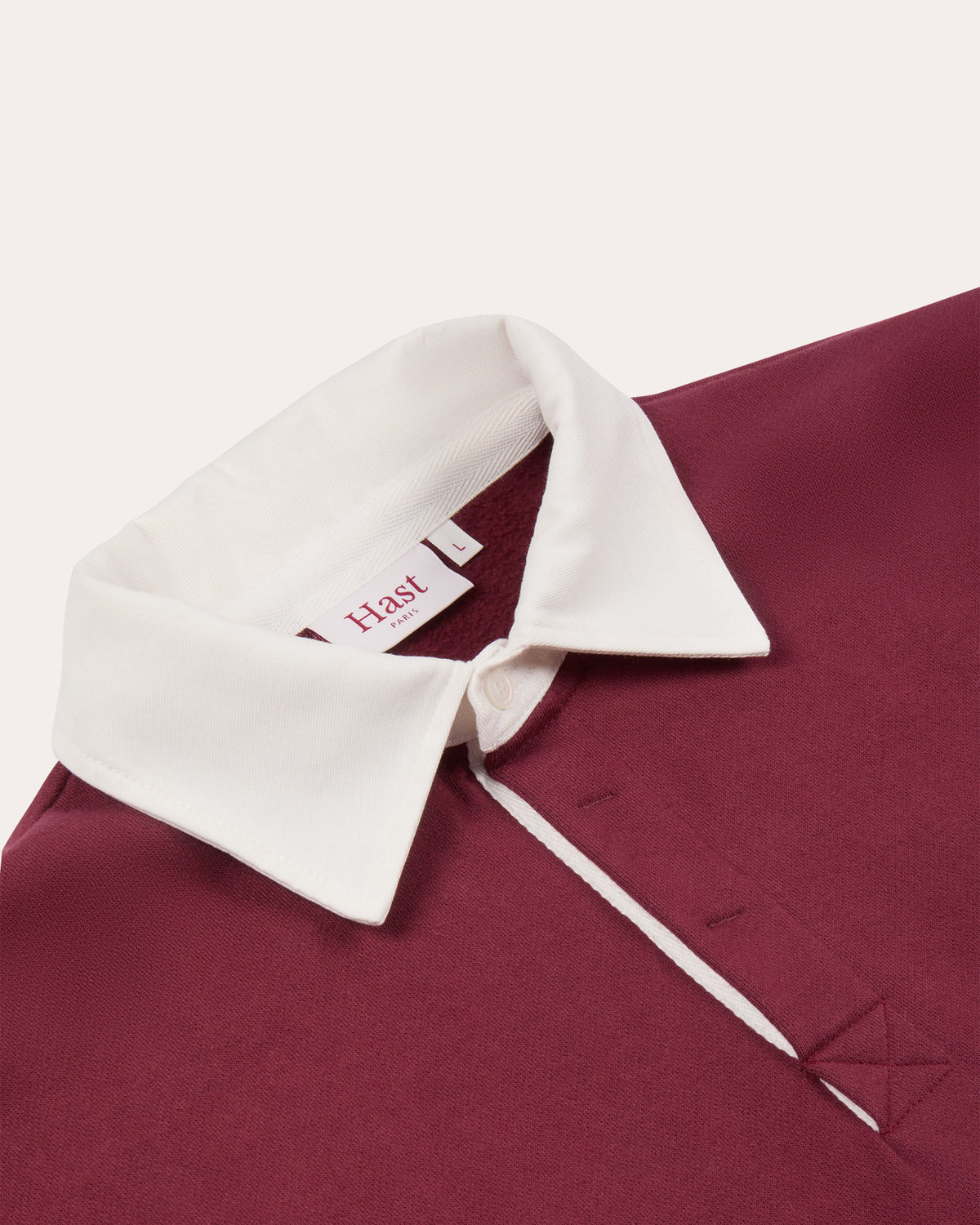 Polo rugby en coton, col twill blanc