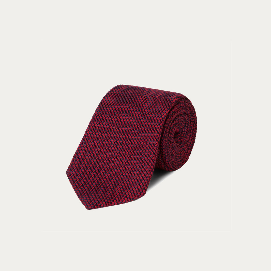 Cravate rouge en grenadine de soie et coton