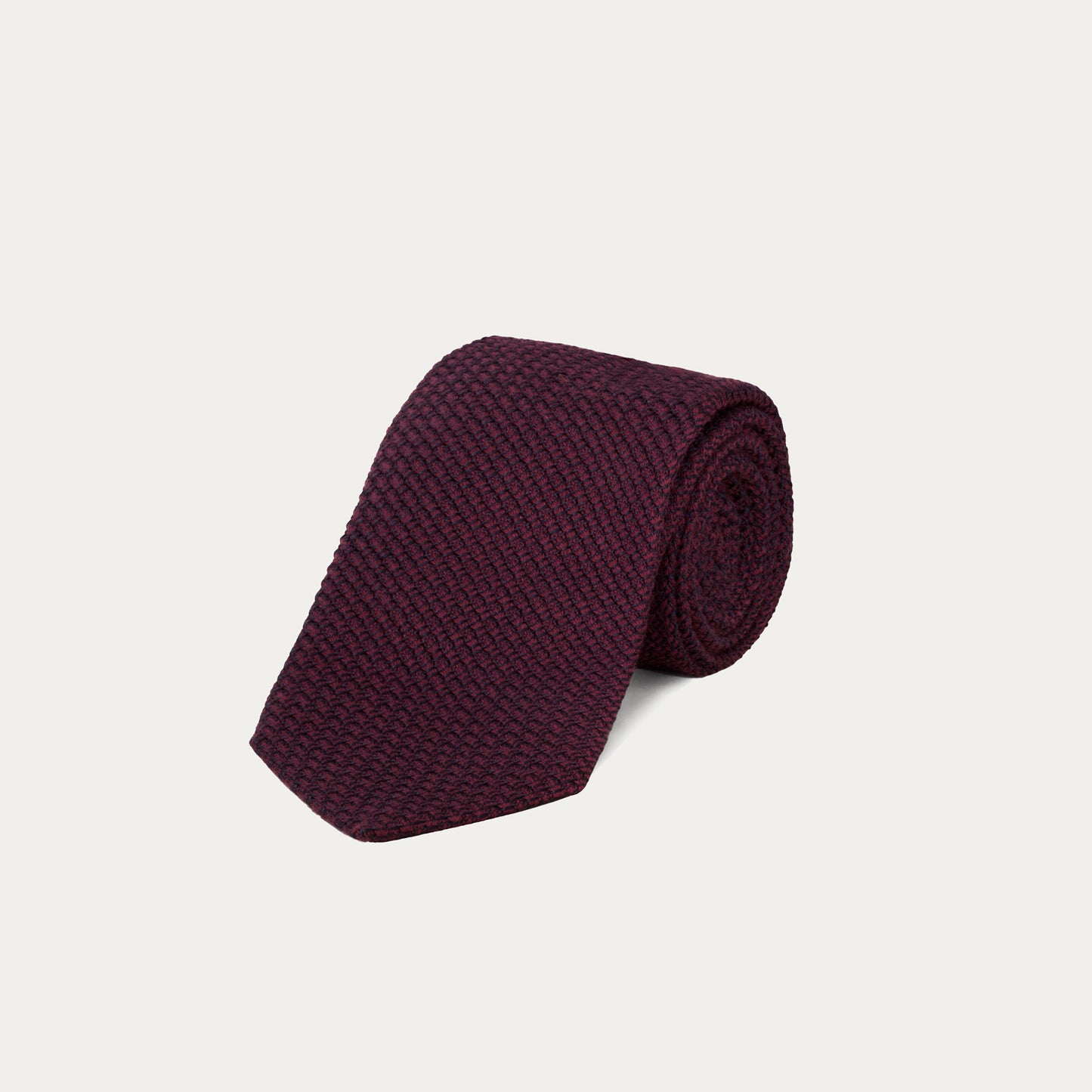 Cravate bordeaux en grenadine de soie et coton