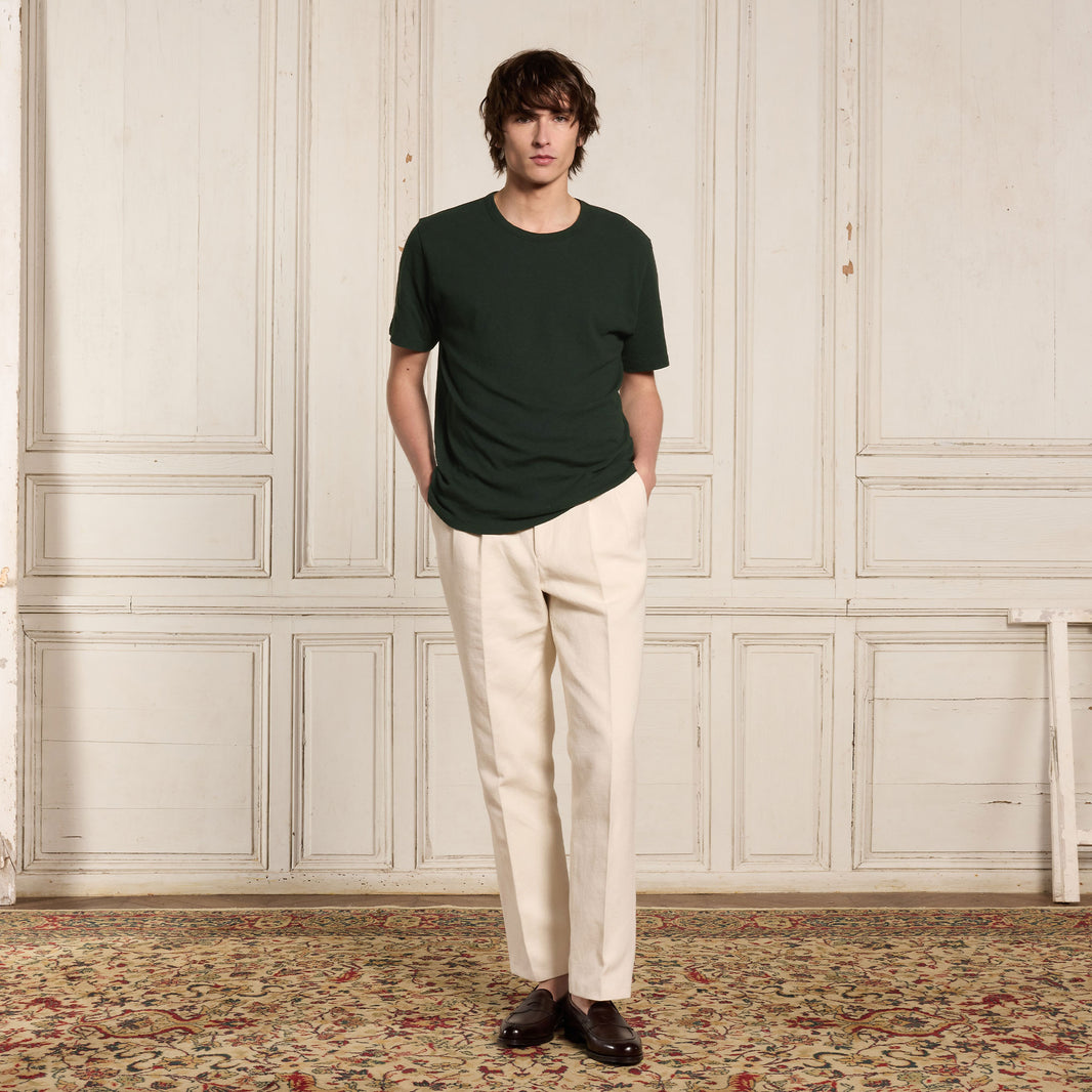 Tee-shirt en coton et lin vert