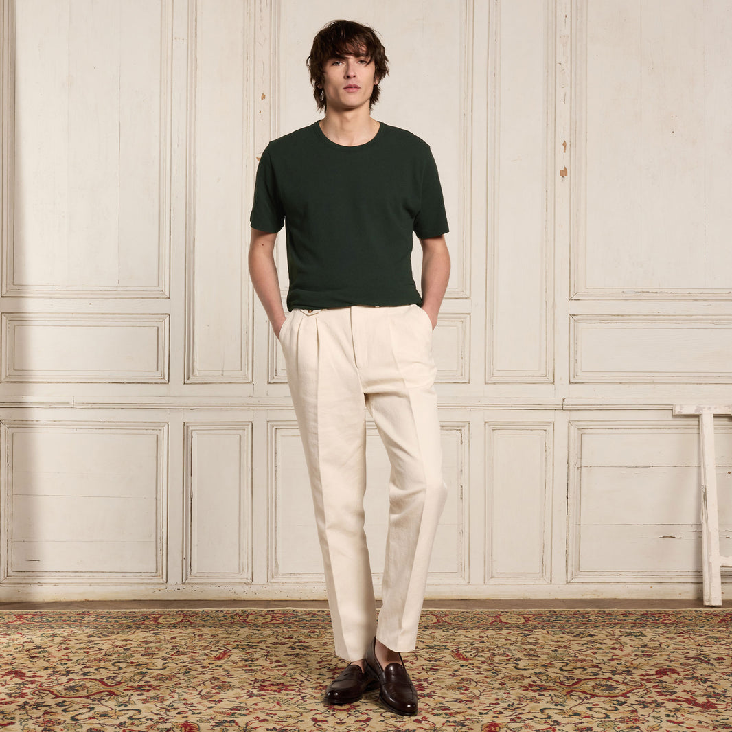 Tee-shirt en coton et lin vert